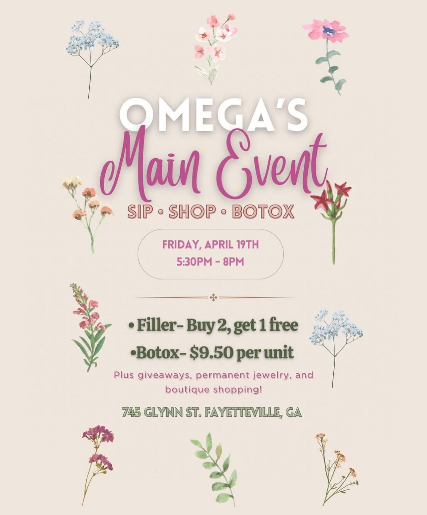 Join us a @omegamedspaga April 19th! #medspa #boutiqueshopping #permanentjewelry