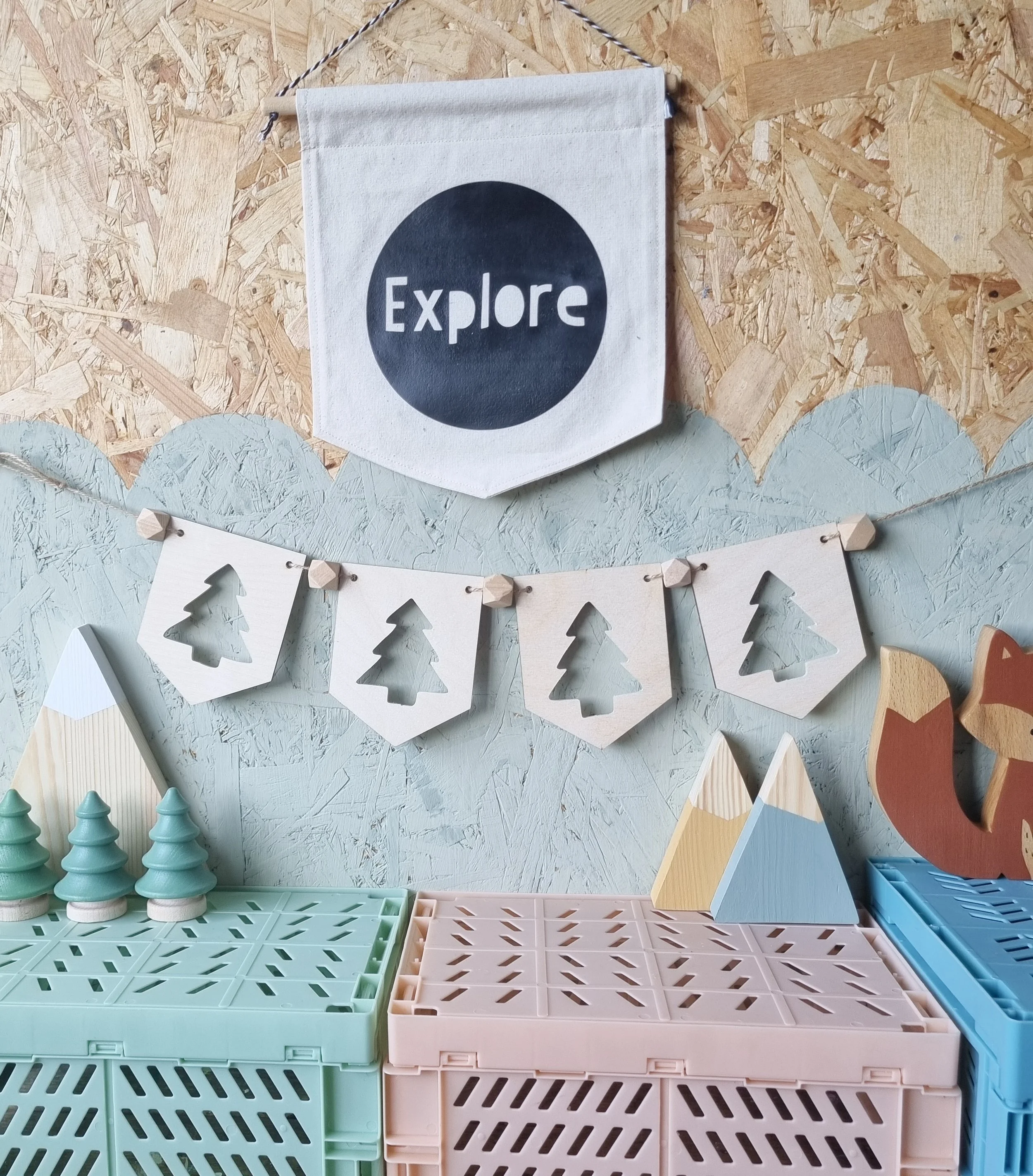 Forest wooden bunting children's decor