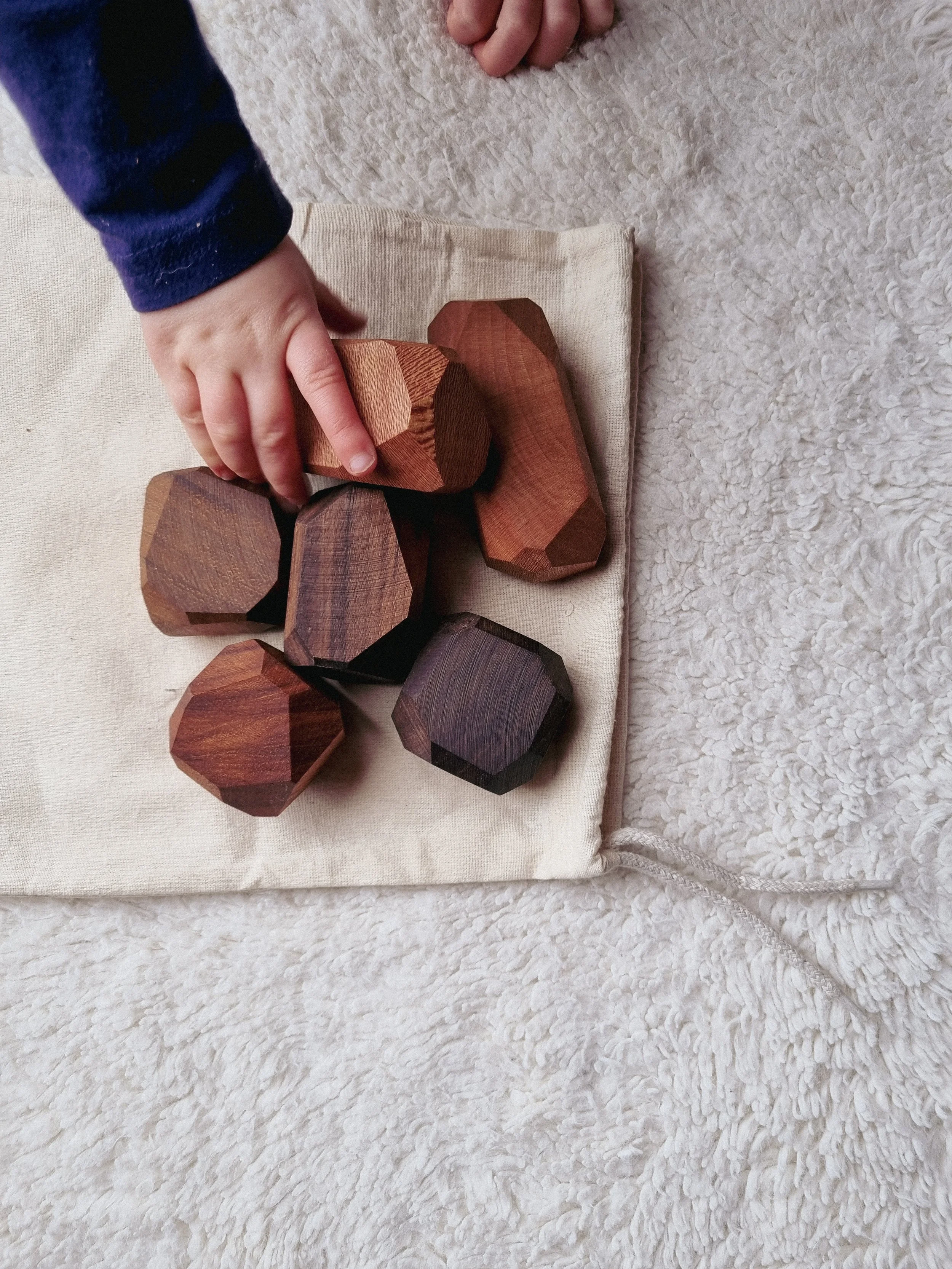 Hand crafted wooden building balancing blocks