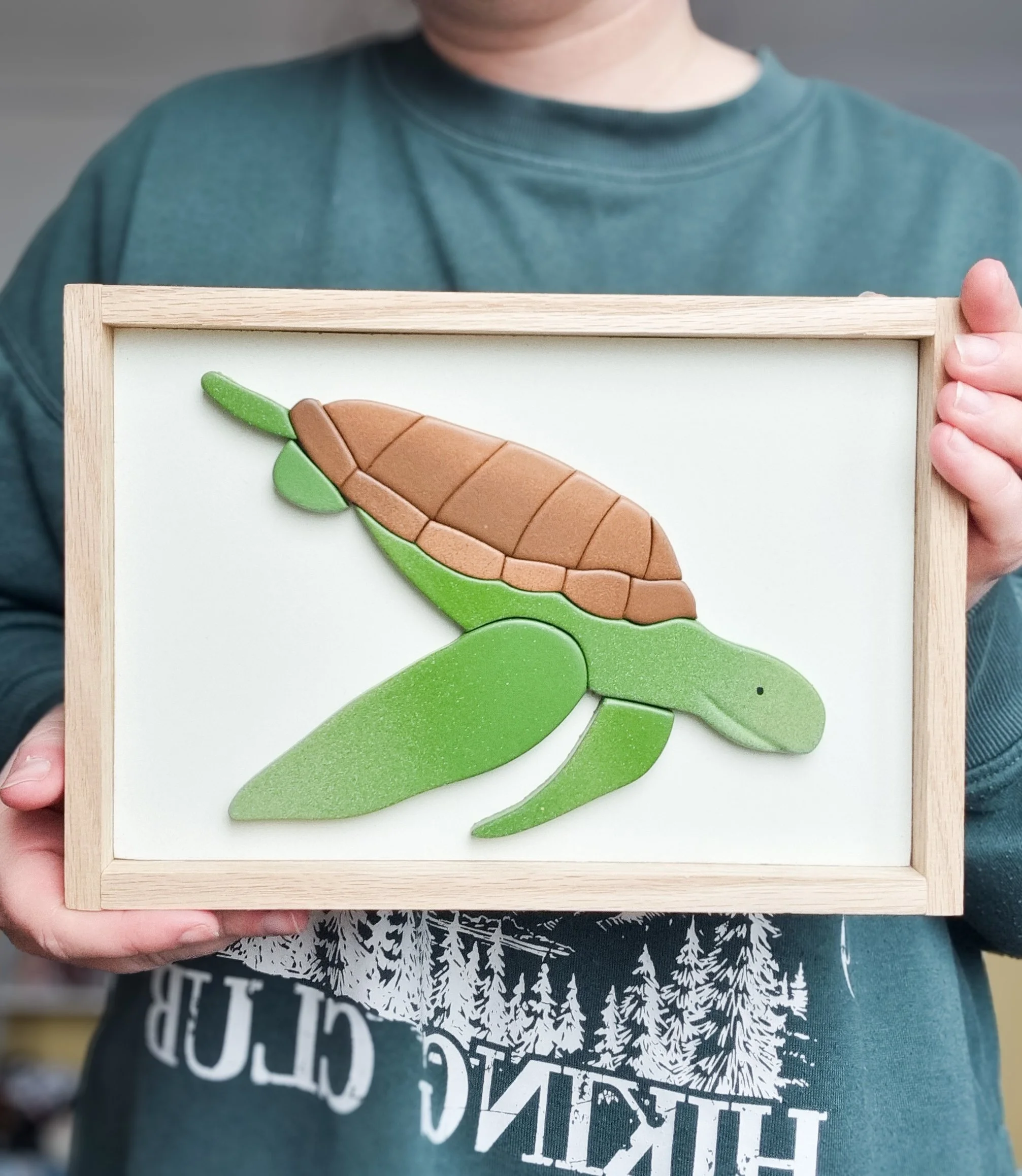 Swimming sea turtle framed wall decor (small size)
