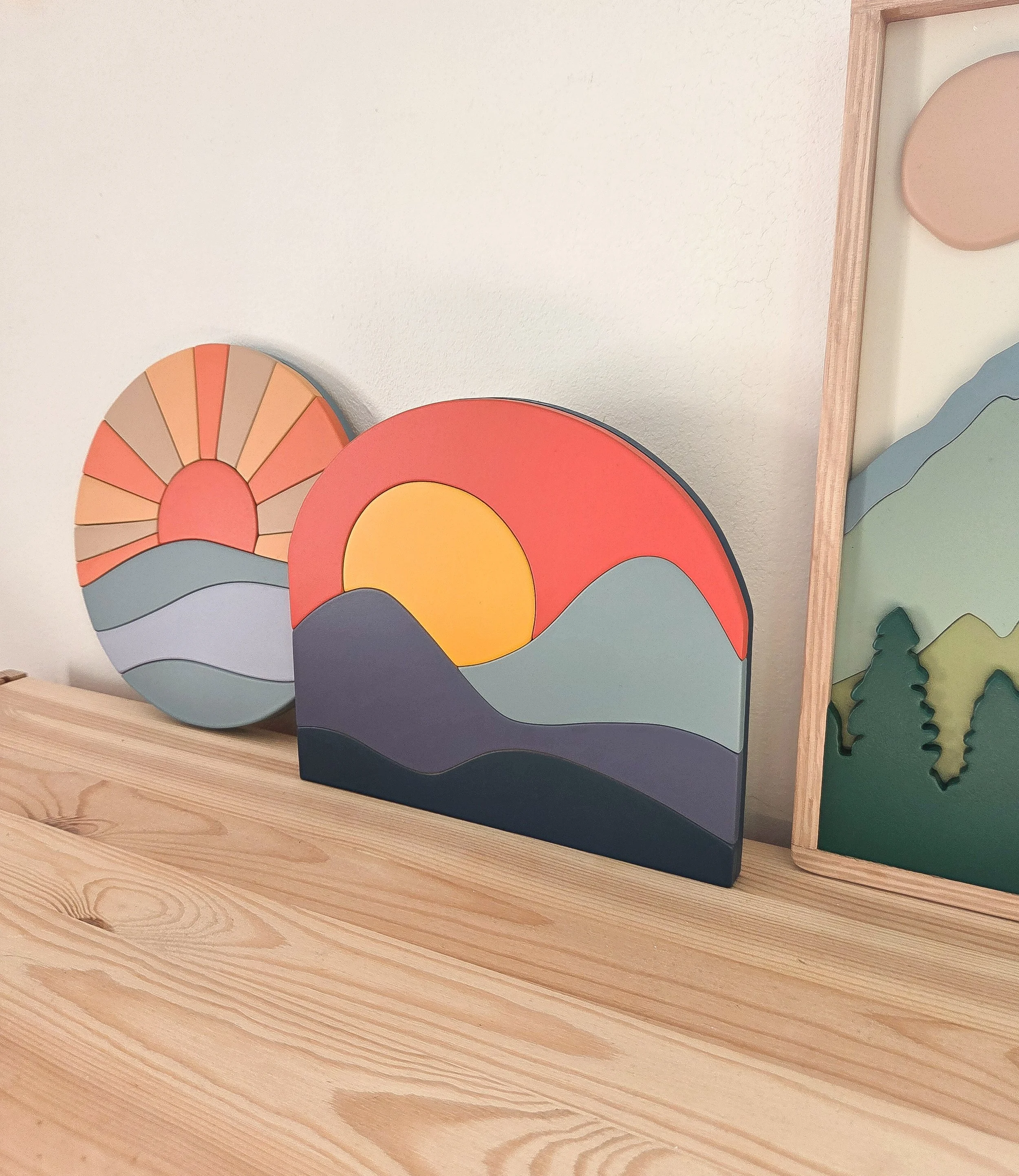 SECONDS ITEM Abstract sunset landscape wall decor - arch
