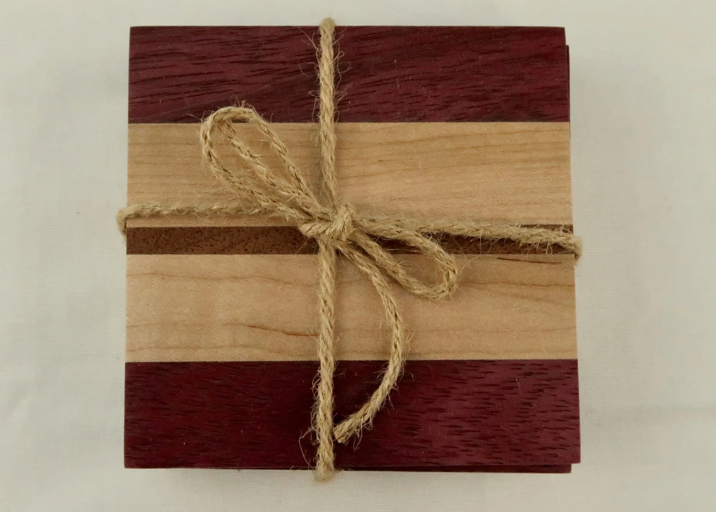 Handmade Purple Heart & Maple Coaster Set of 4