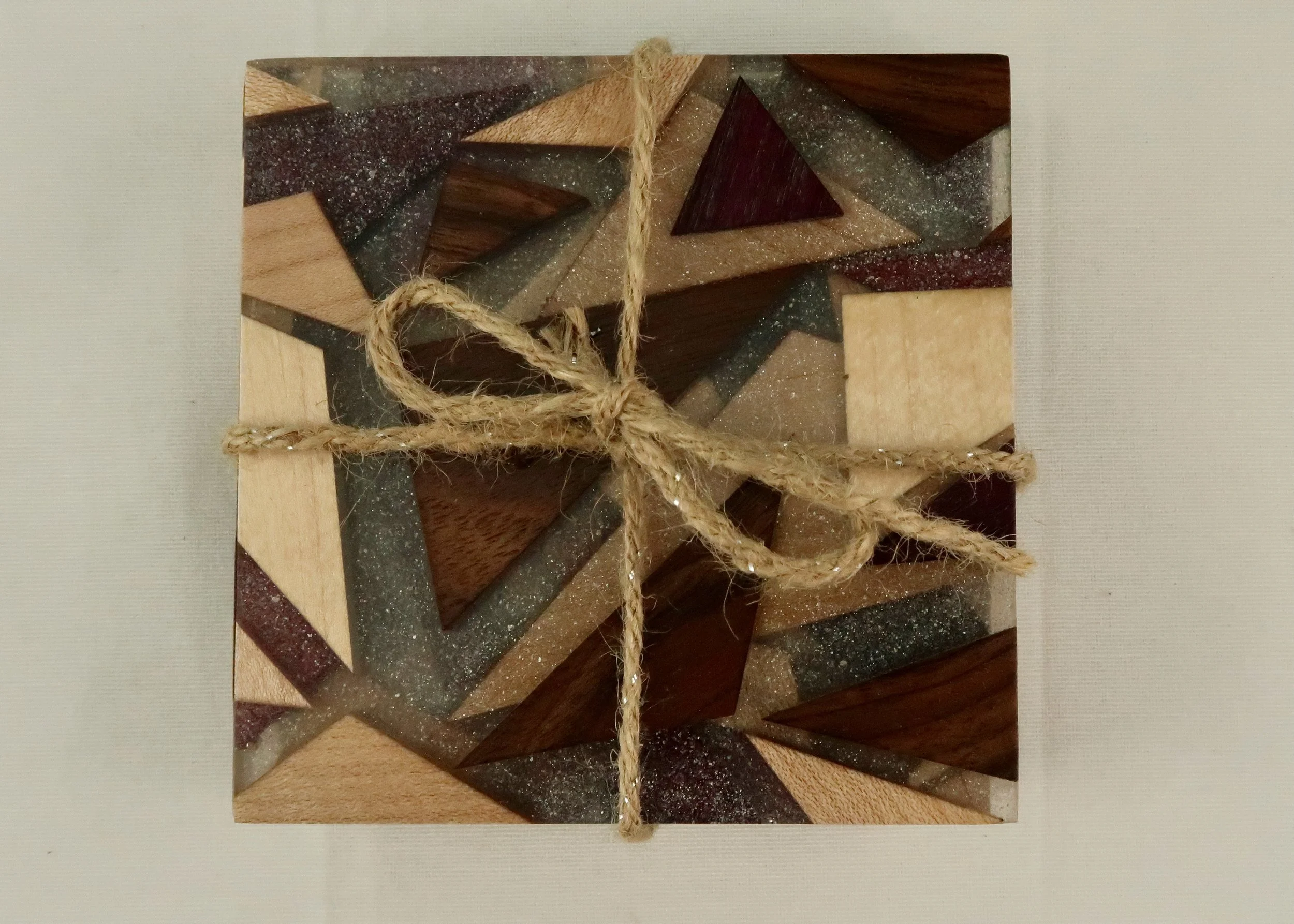 Artisan Wood & Resin Coaster Set