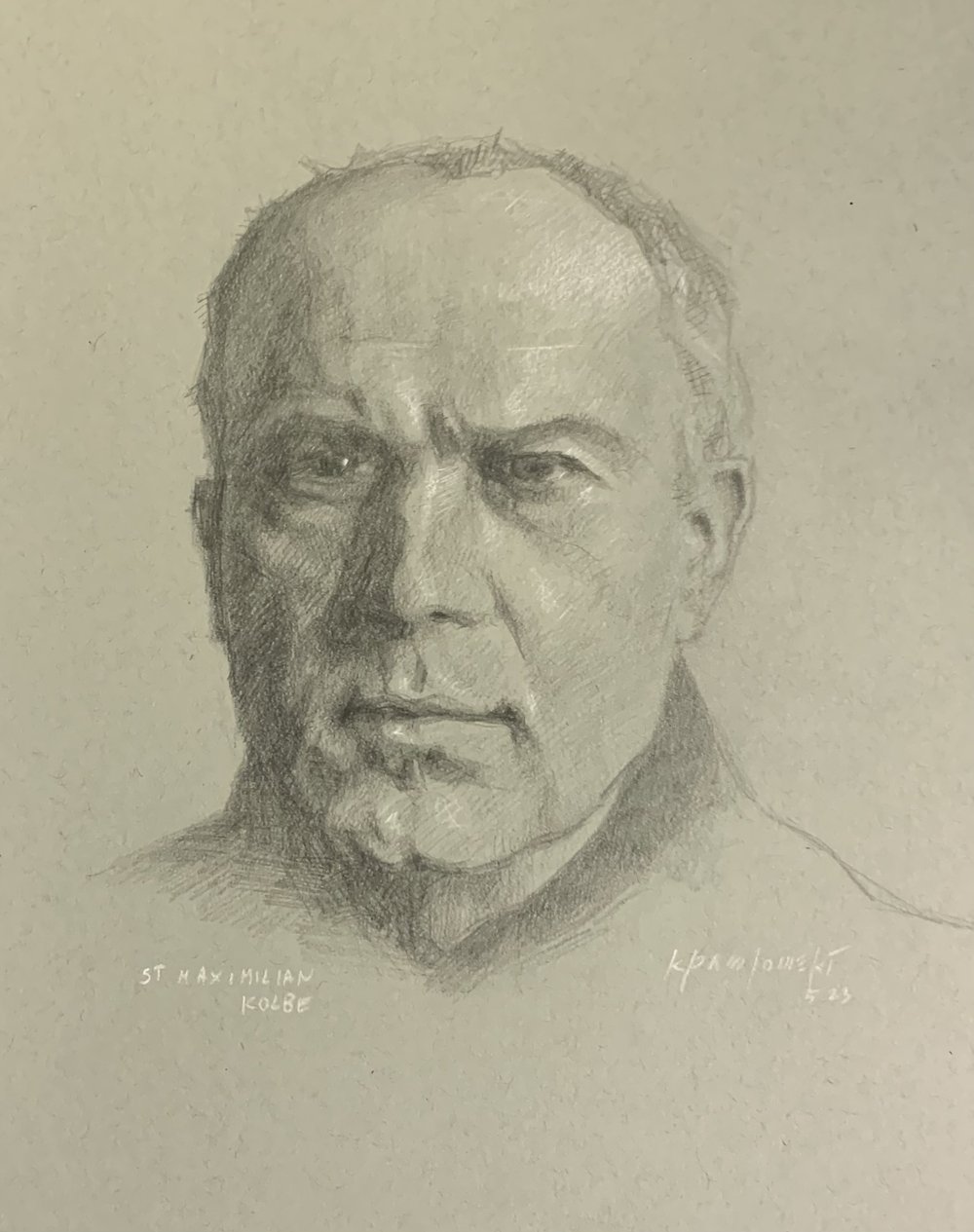 St. Maximilian Kolbe Graphite Study (Older) - Original