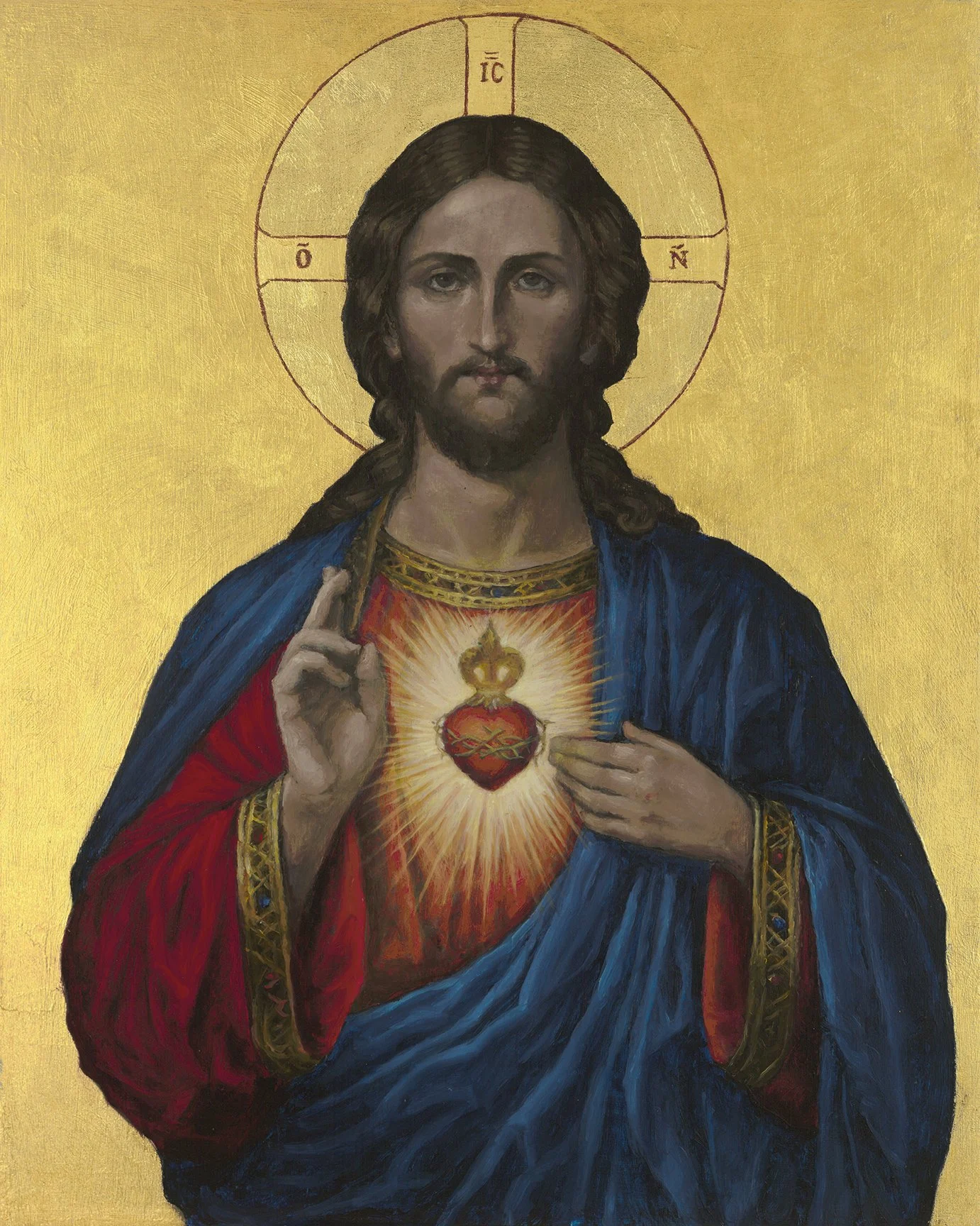 Sacred Heart of Jesus Icon-style Oil Painting