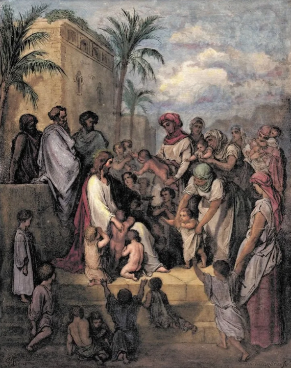 Doré Overpainting: Jesus Blessing Children