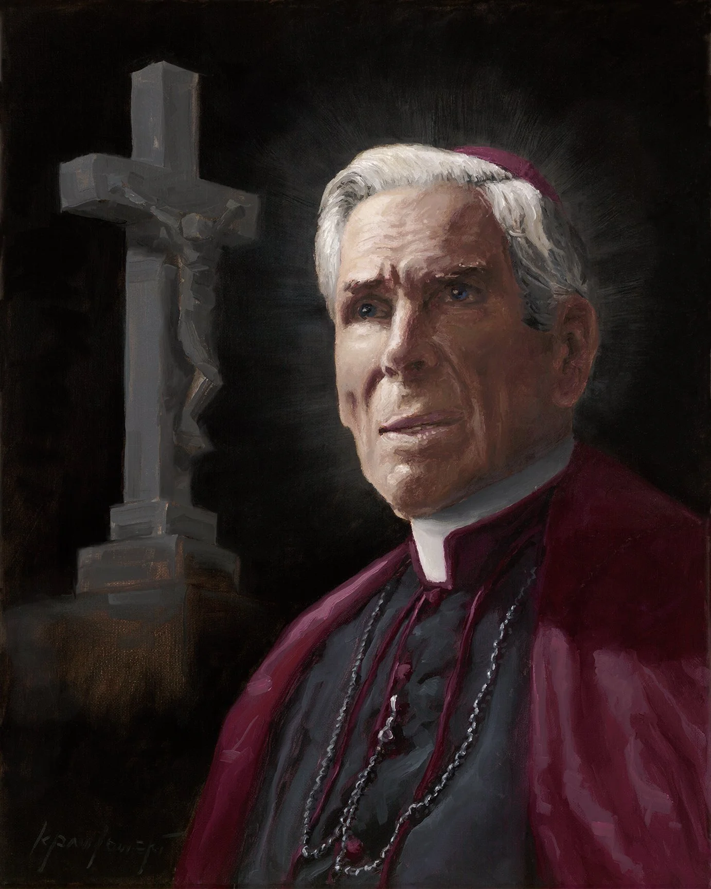 Blessed Archbishop Fulton Sheen Oil Painting