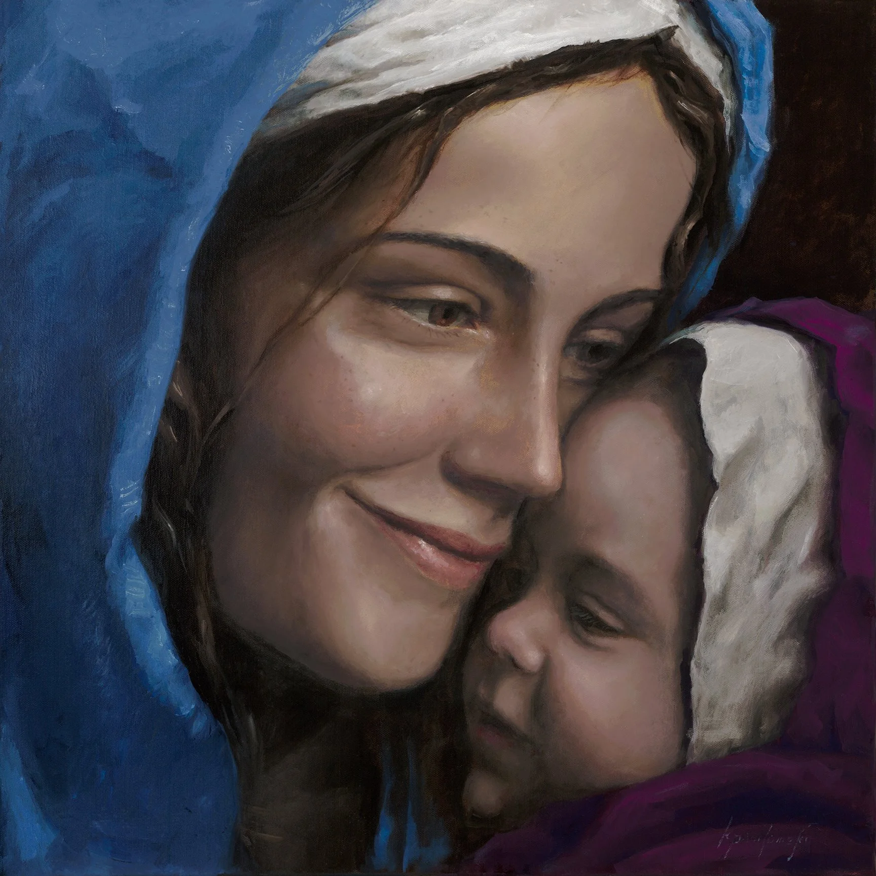 "Mother's Eternal Love" Madonna & Child Oil Painting