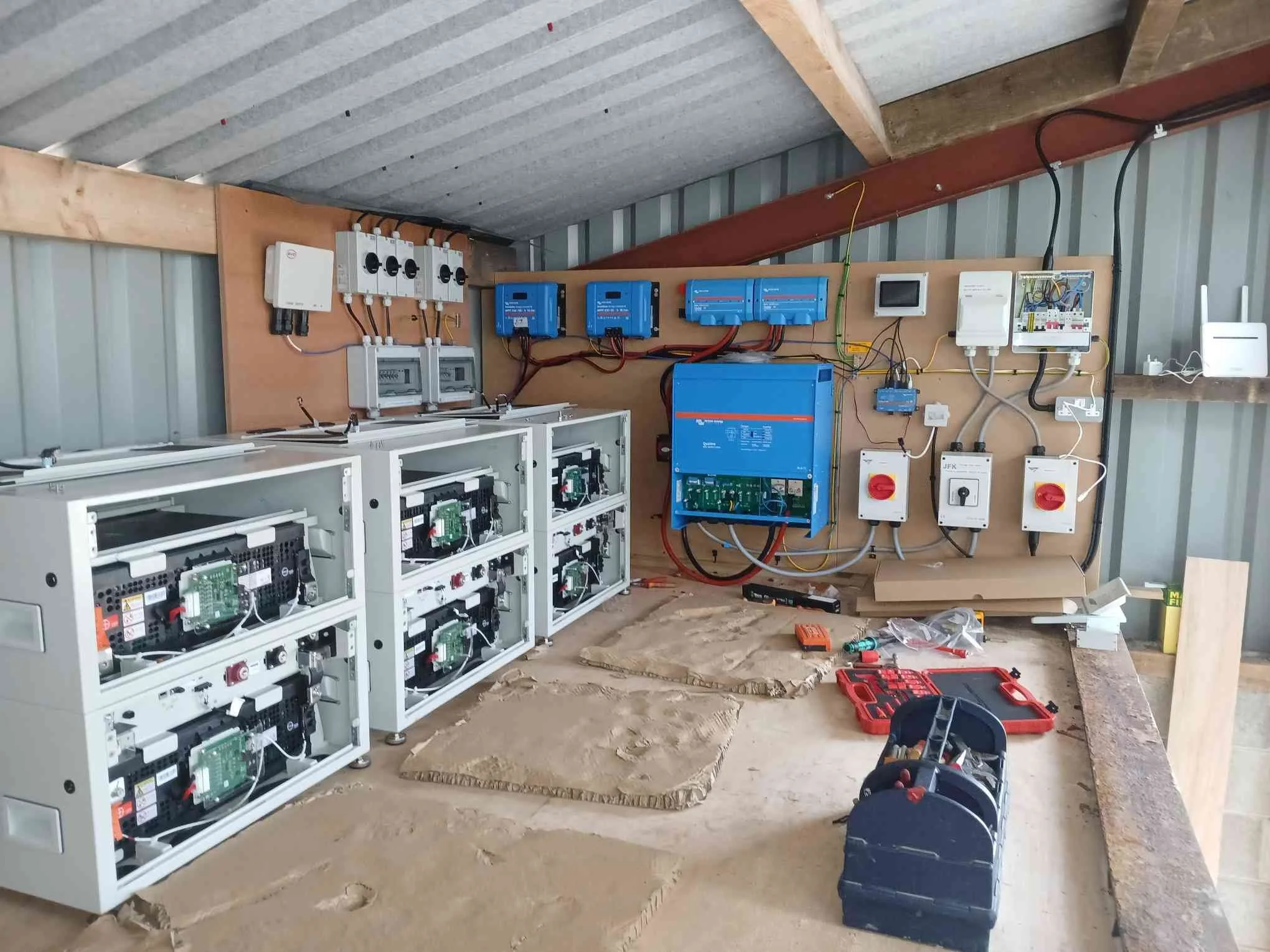 Off grid power system with BYD batteries during installation- Holmfirth, West Yorkshire.