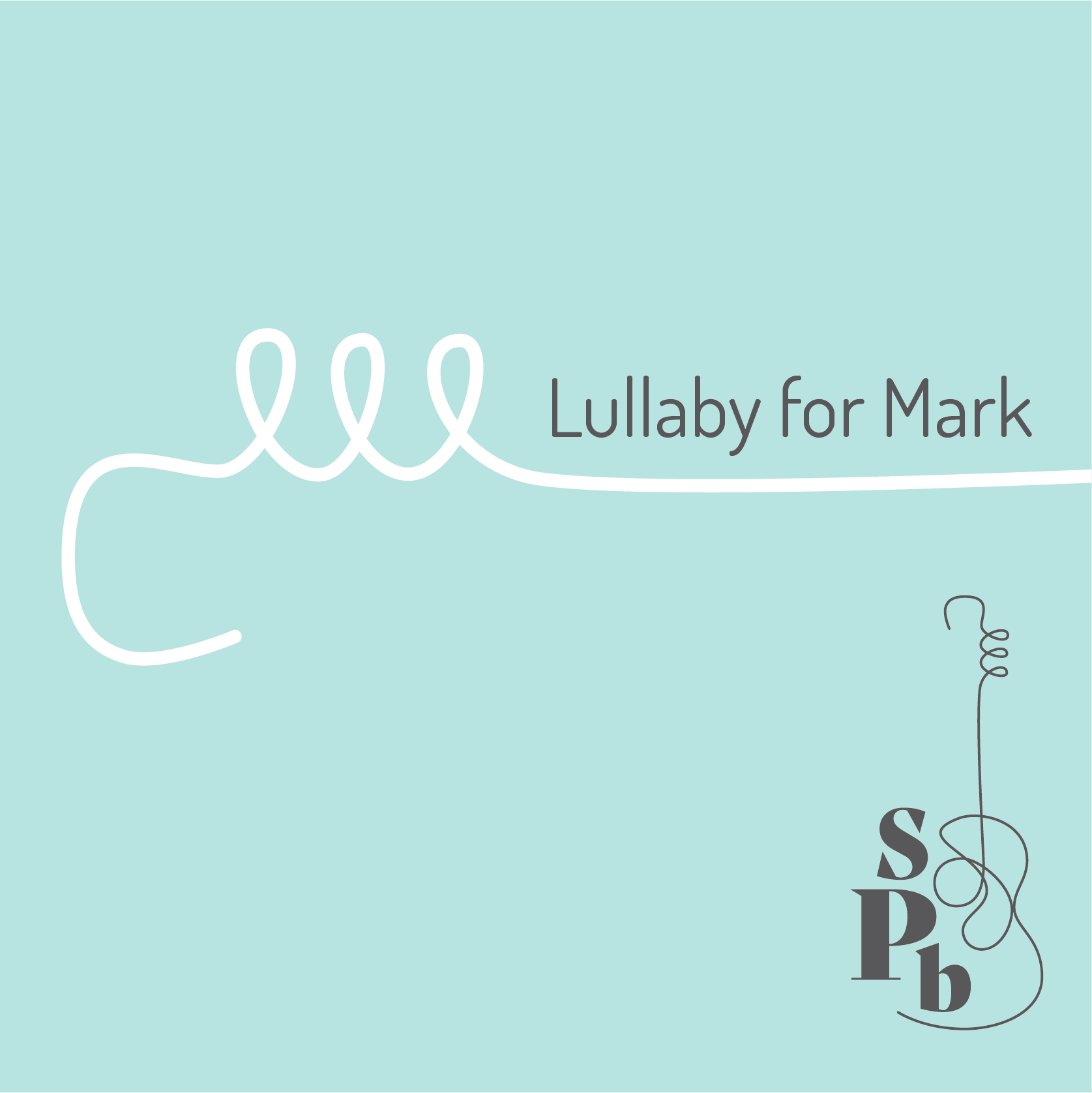 Cover image of a book titled 'Lullaby for Mark' with a teal background, featuring a white curly line resembling a thread and a gray thread spool with a loose thread attached.