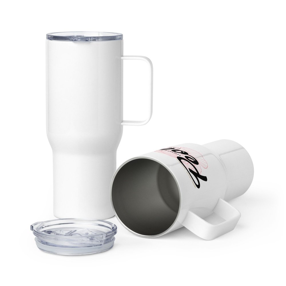 Travel mug with a handle  Hidden Springs Peony Farm