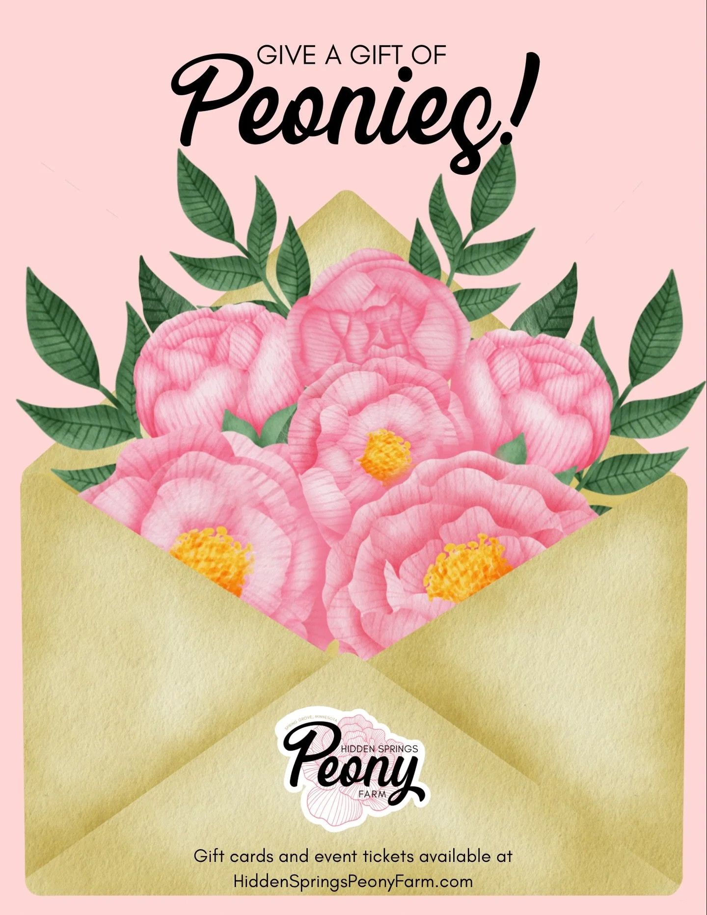 What a wonderful and thoughtful gift idea!

Choose a gift card for the gardener in your life so he/she can order peony roots. Anyone who appreciates flowers would love tickets to our Picnic at the Peony Farm events!

Both are available at HiddenSprin
