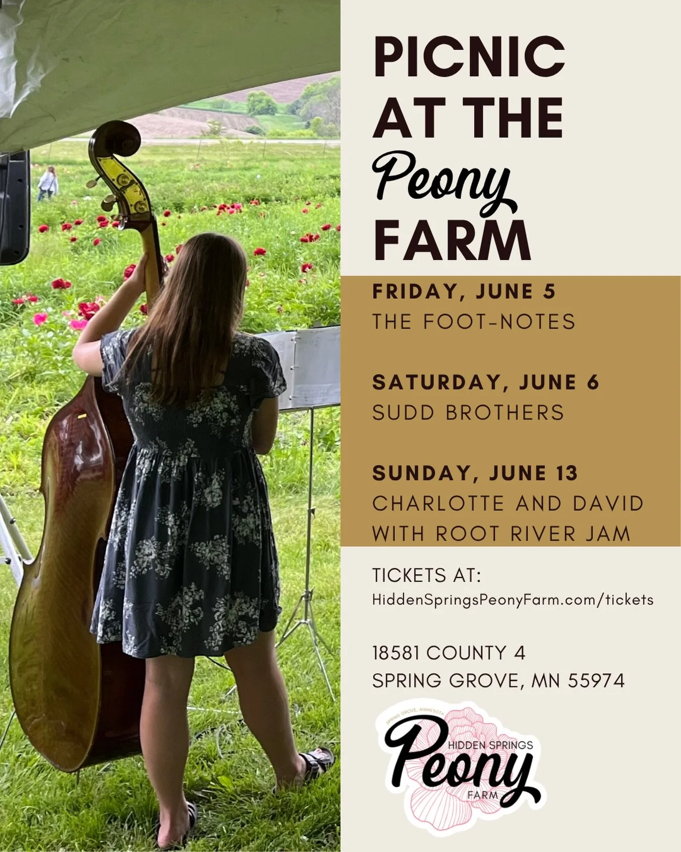 Tickets for picnics and the bus tour are selling like hotcakes this week. Grab yours!

https://www.hiddenspringspeonyfarm.com/tickets