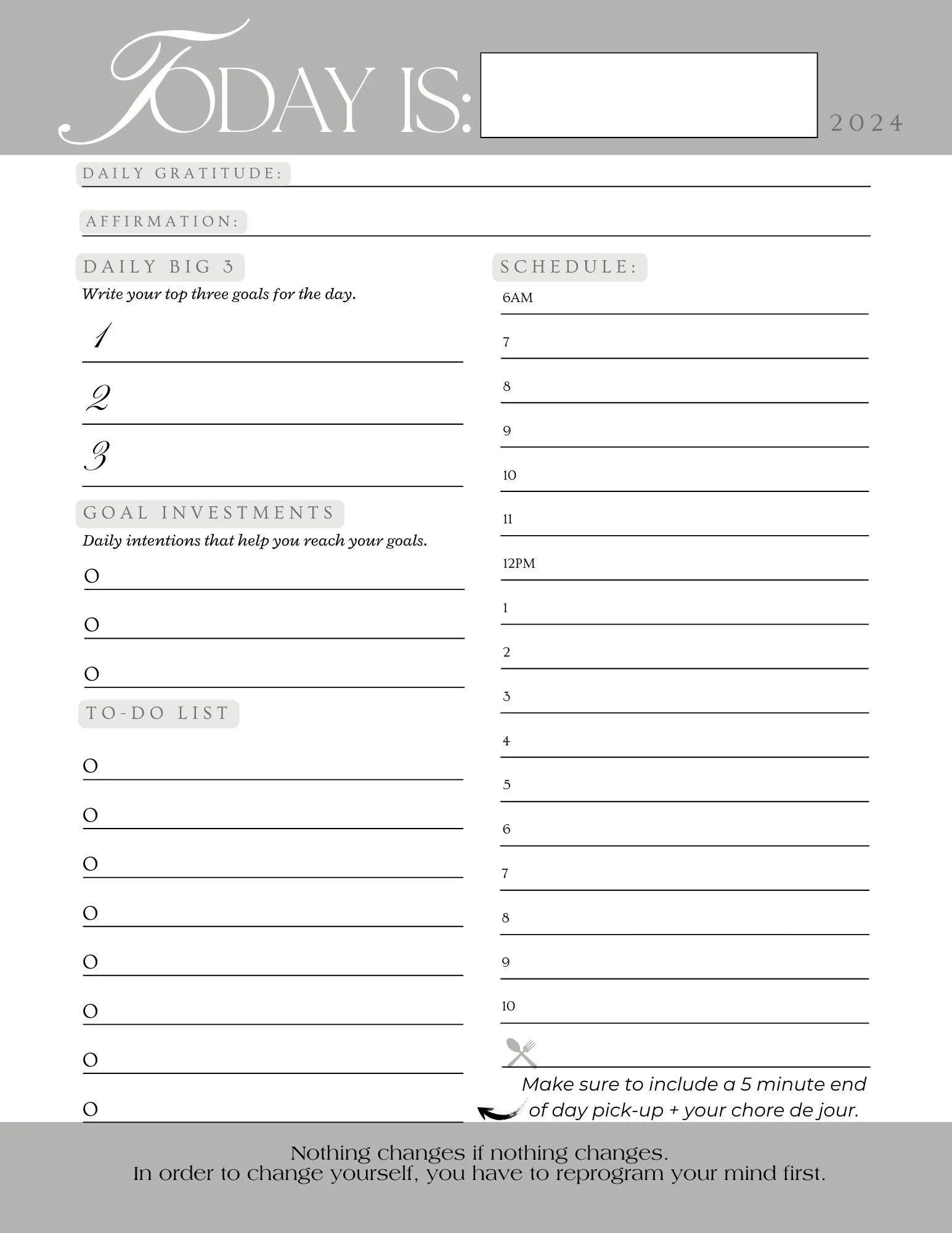 Free Daily Planning PDF — Bridge Wood Lane