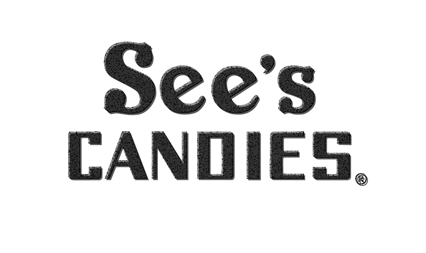 The See's Candies logo embossed on a dark background.