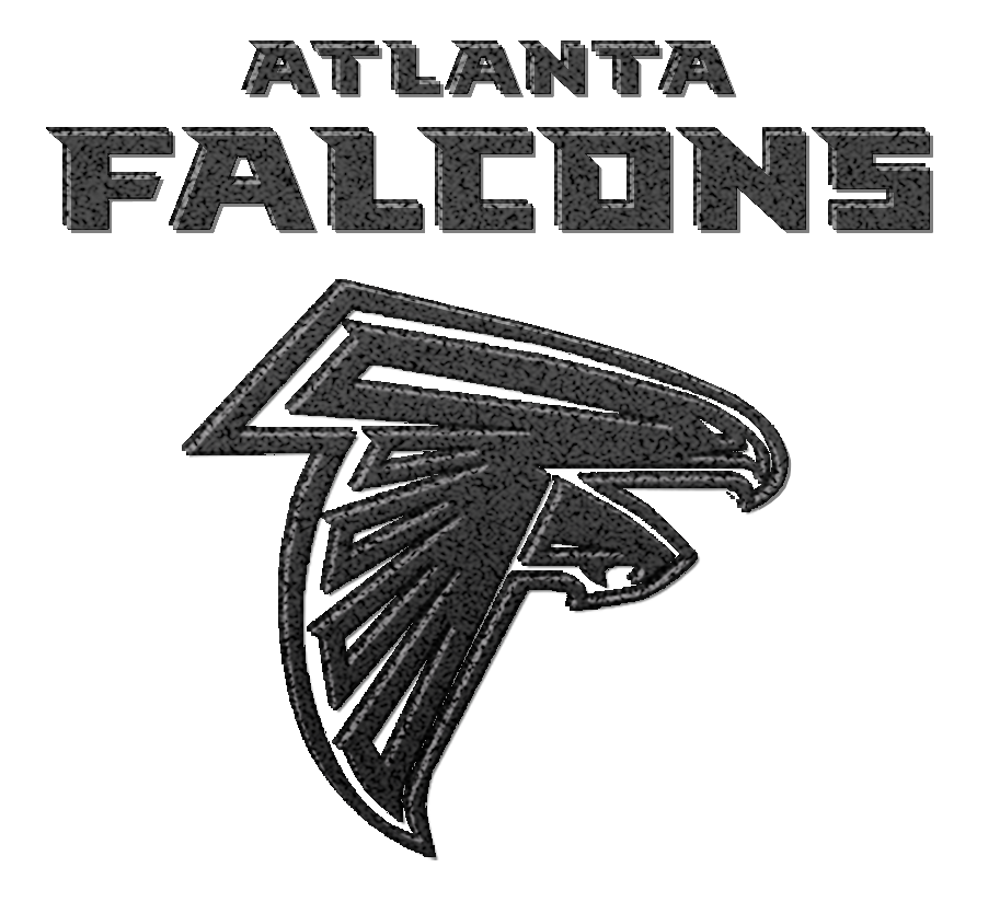 Embossed Atlanta Falcons logo on a dark background