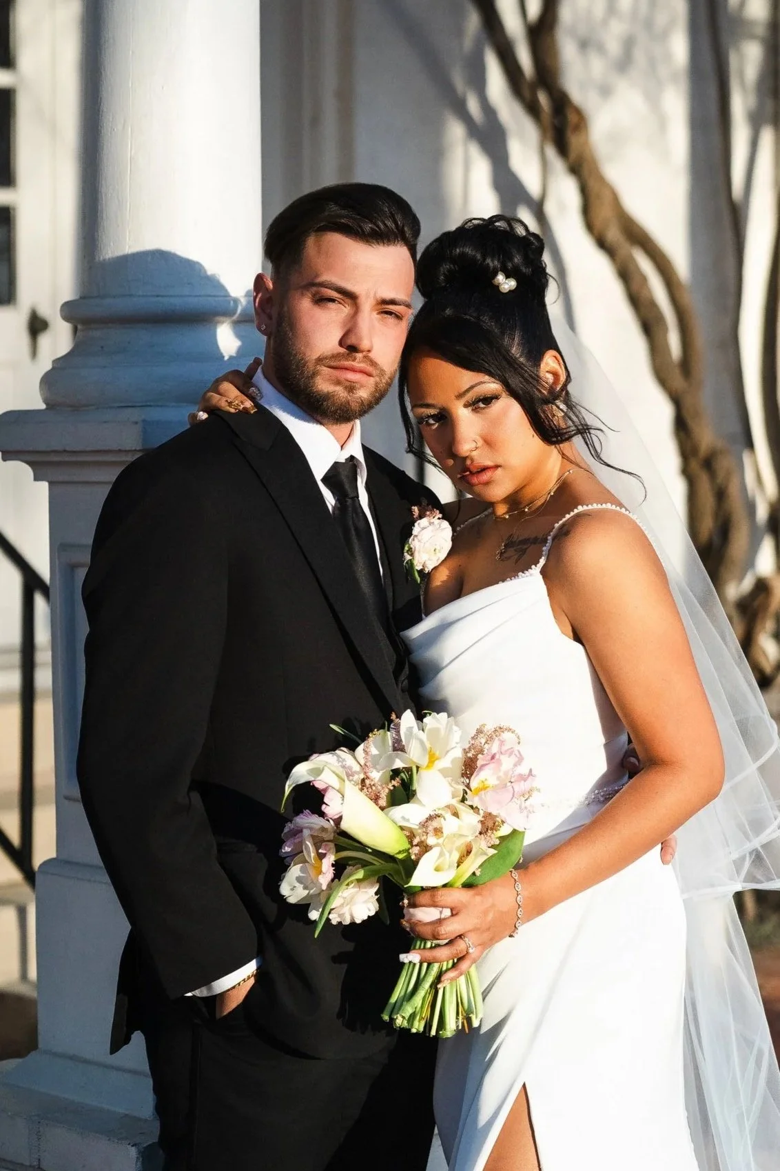 Bride and Groom Portrait at Woodbine Mansion in Round Rock Texas Shot by Photos by Mkay