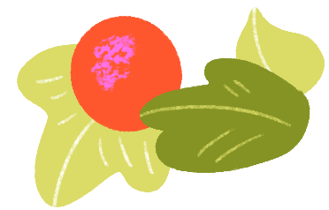 Digital illustration of leaves and a grape