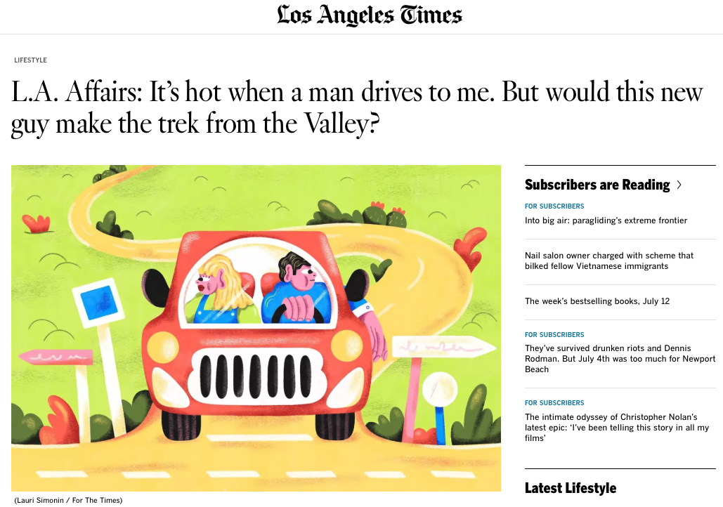 Digital illustration published in the L.A. Times. By Lauri Simonin