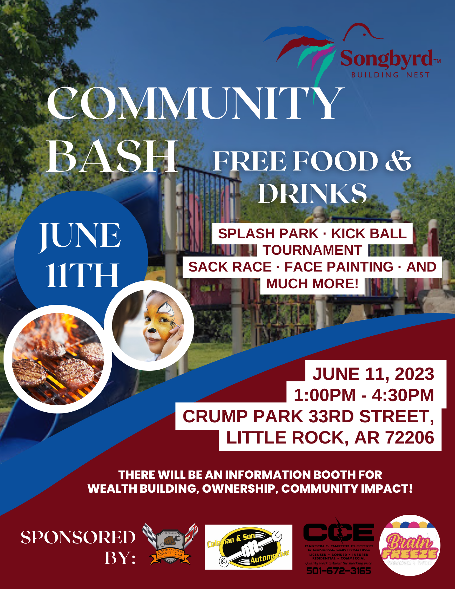 Community Bash flyer with event details.