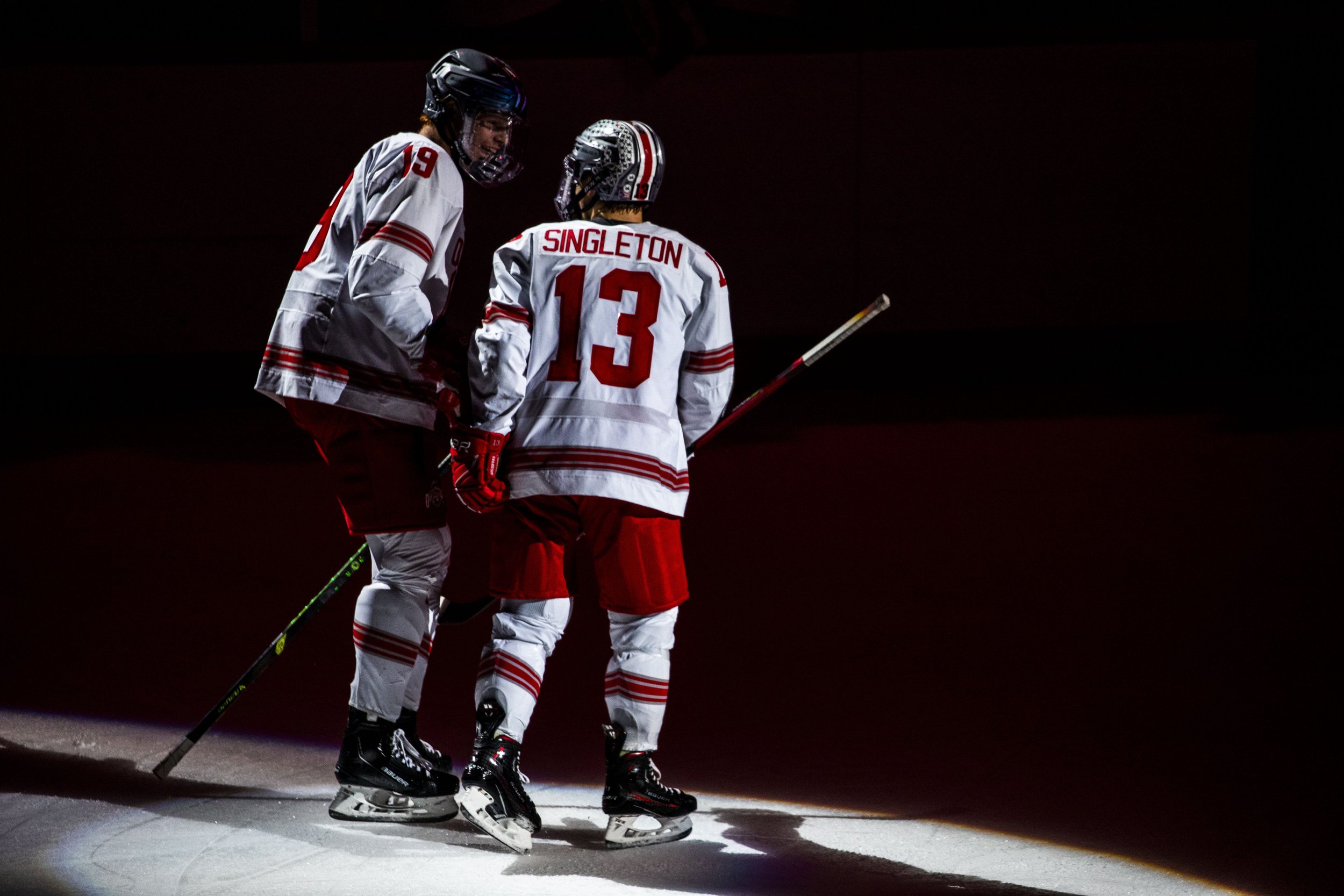 Men’s Ice Hockey: Singleton’s Two Goals Lead No. 10 Ohio State to Tie, Shootout Victory Against No. 4 Michigan on Senior Night