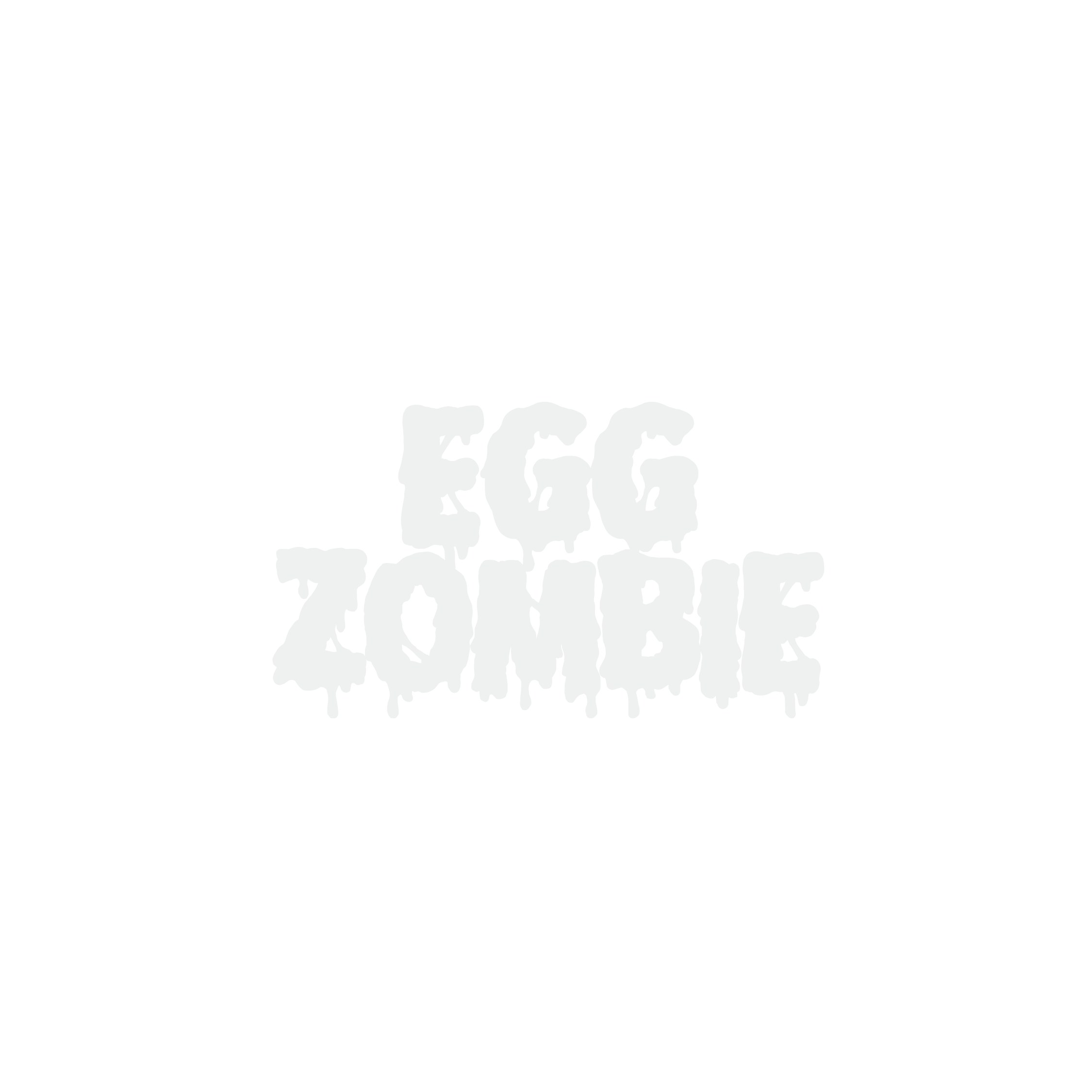 "Egg Zombie" text in white drippy font on black background