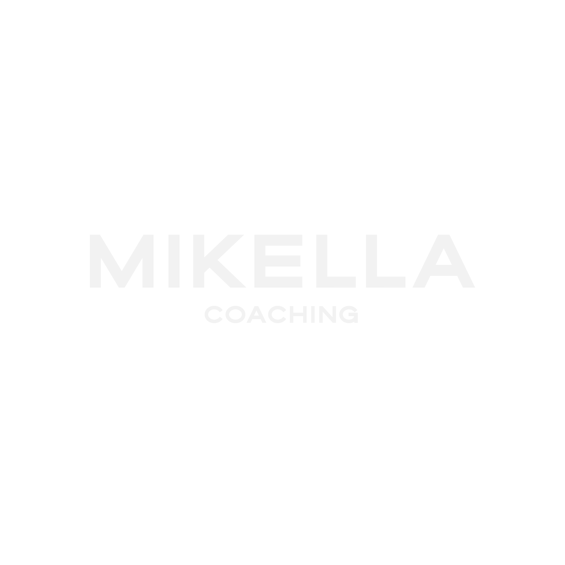 "Mikella Coaching" text logo on black background
