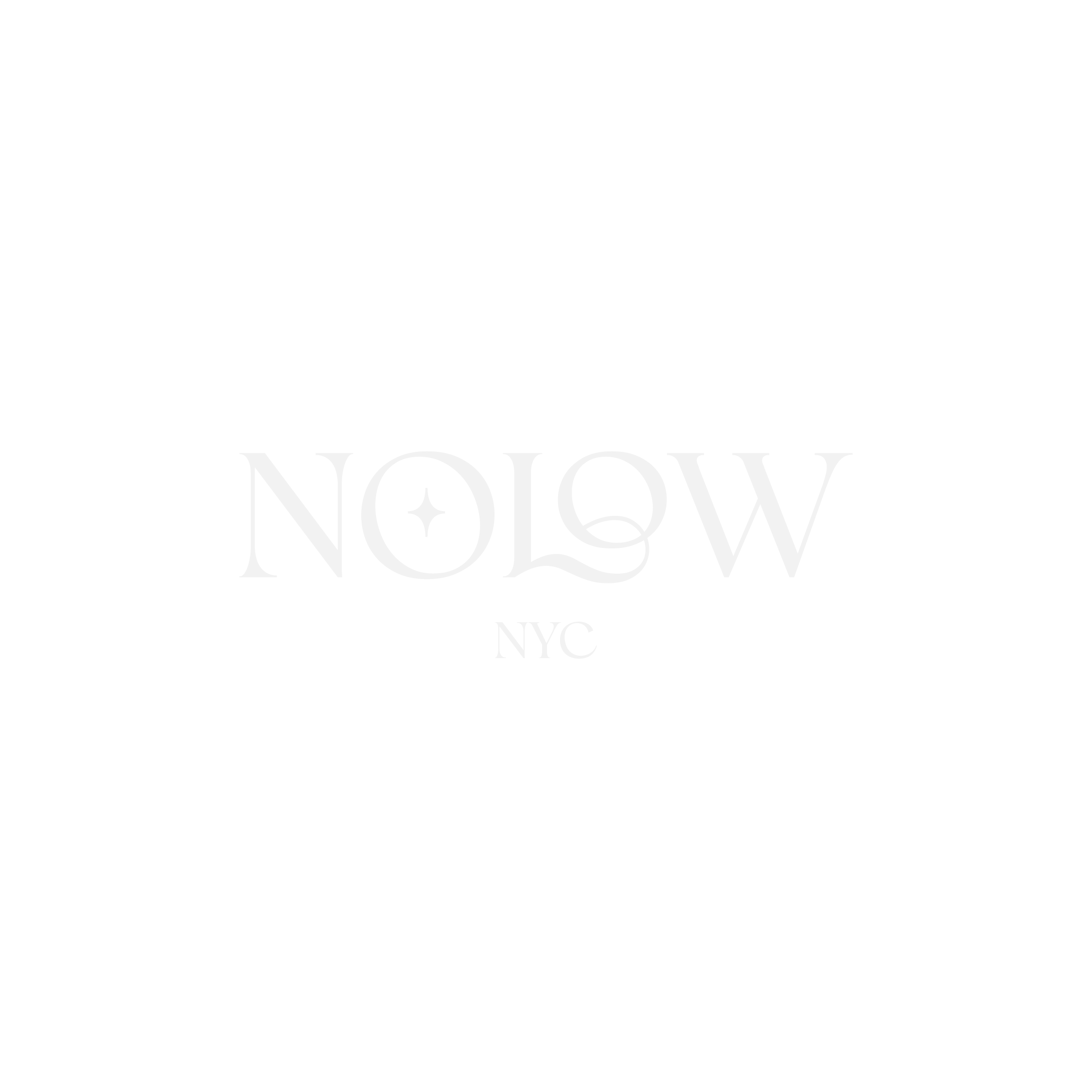 "NOLOW NYC" logo in white text on a black background, featuring a star design inside the letter "O".