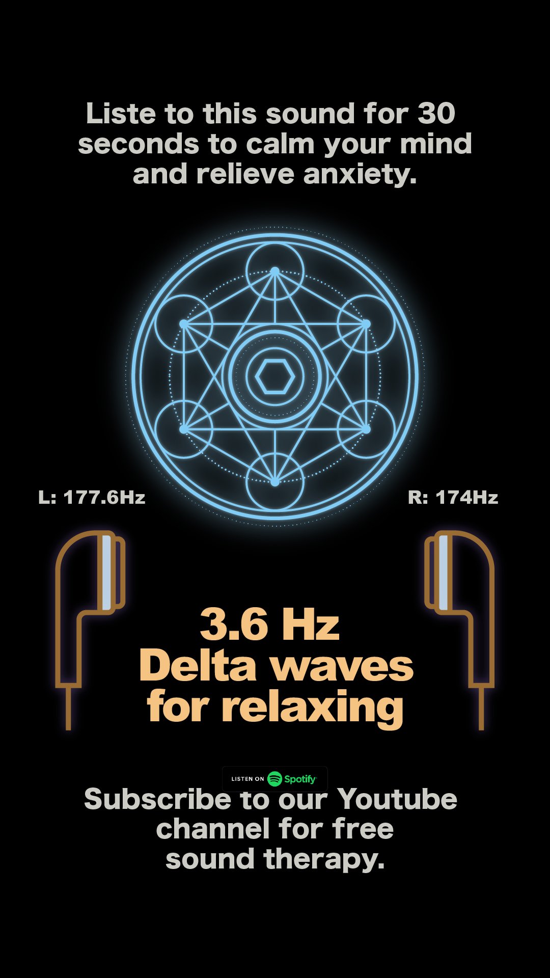 3.6 Hz Delta | 174Hz & 177.6Hz Binaural beat ASMR | Frequency for anxiety and stress relief.