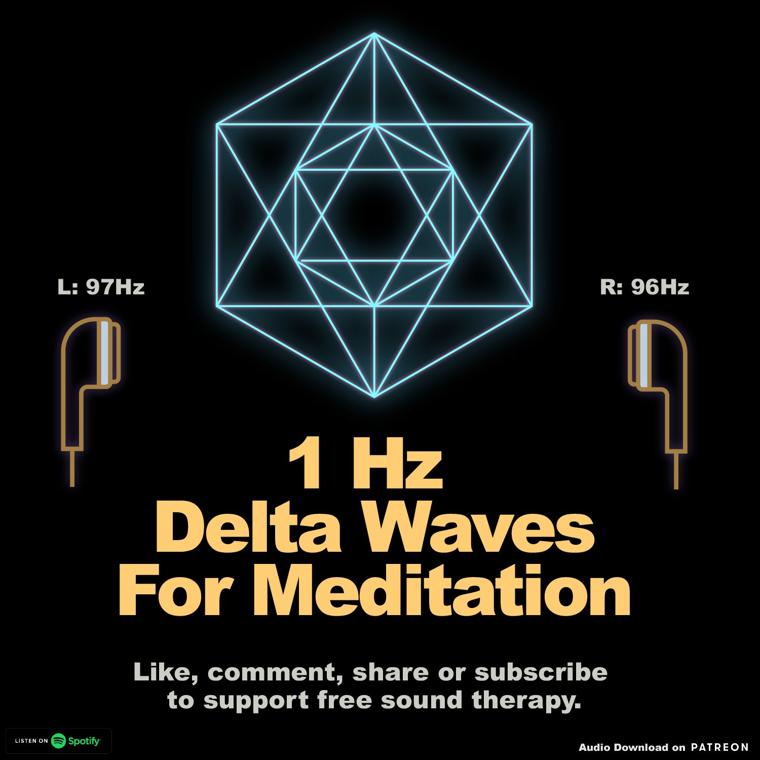 Delta Binaural Beat 1Hz | For meditation, anxiety and stress relief | 96Hz Binaural ASMR Frequency.