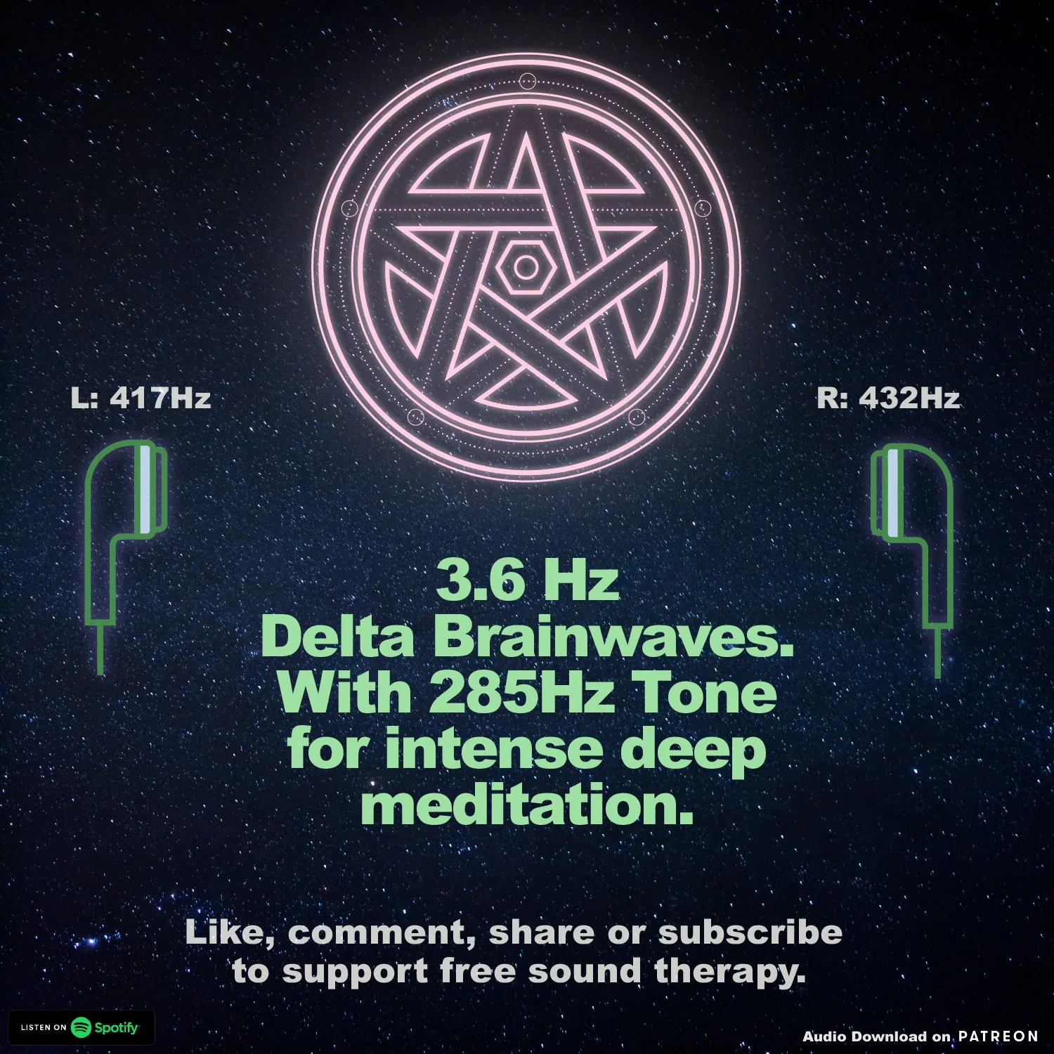 3.6hz Delta Waves binaural beat - With 285Hz Solfeggio for intense deep meditation | Binaural ASMR episode artwork