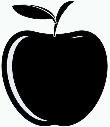 Silhouette of an apple with a leaf