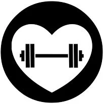 Heart-shaped graphic with a barbell inside.