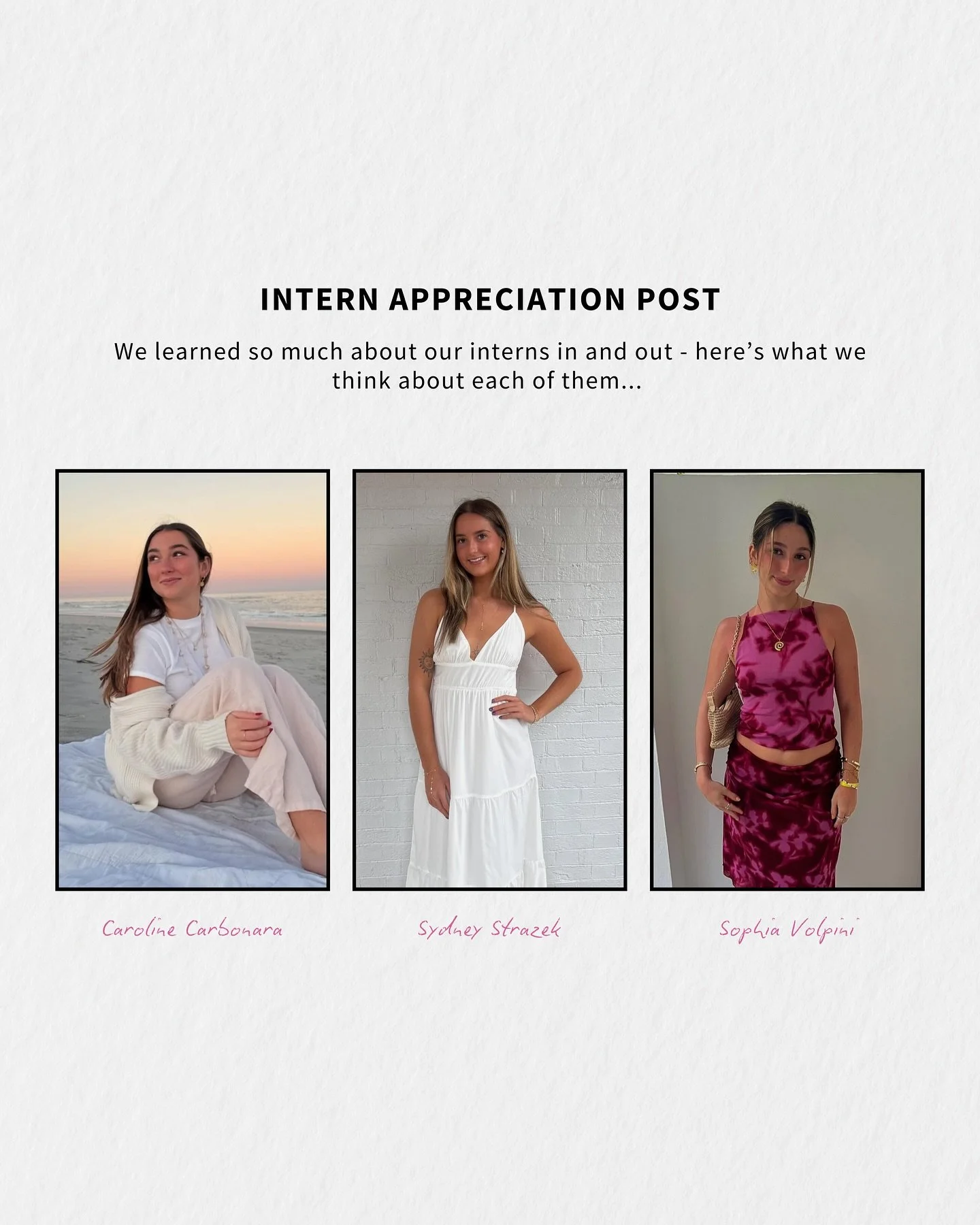 Summer internship 2025 is officially wrapping up💔

It has been such a joy getting to know these talented, driven women and watching them grow into their own as creatives and professionals.🤍

We are so thankful for all the work they&rsquo;ve poured 