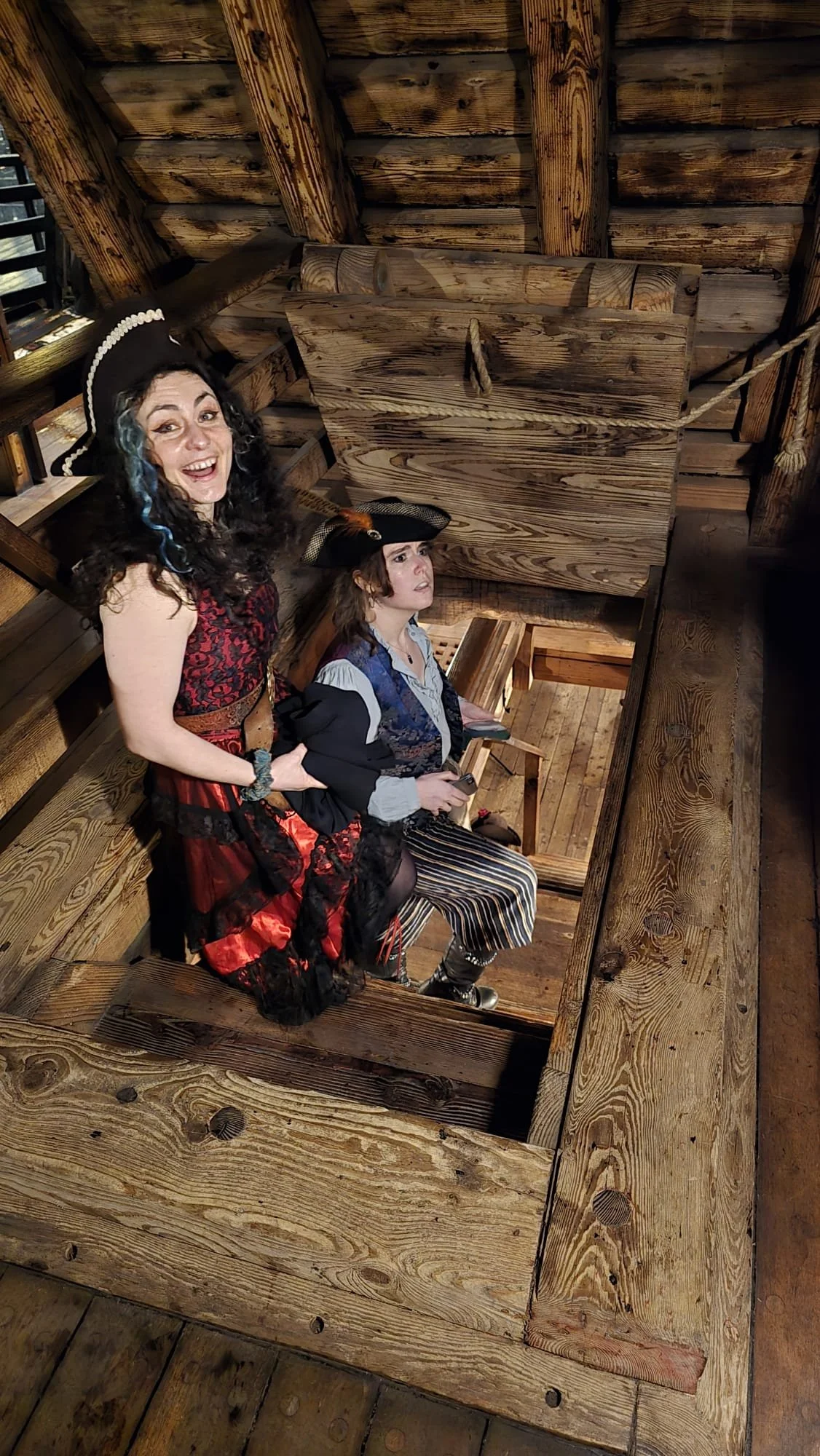 Bryony and Mo onboard The Golden Hinde