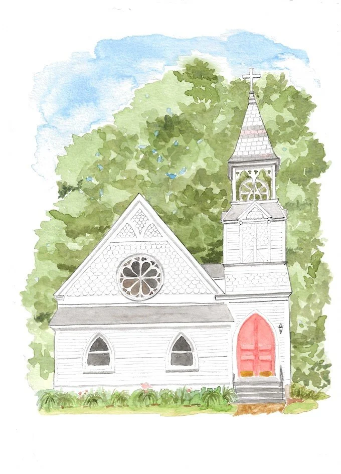 All Saints Episcopal Church. Watercolor on paper by Tammy Handley.