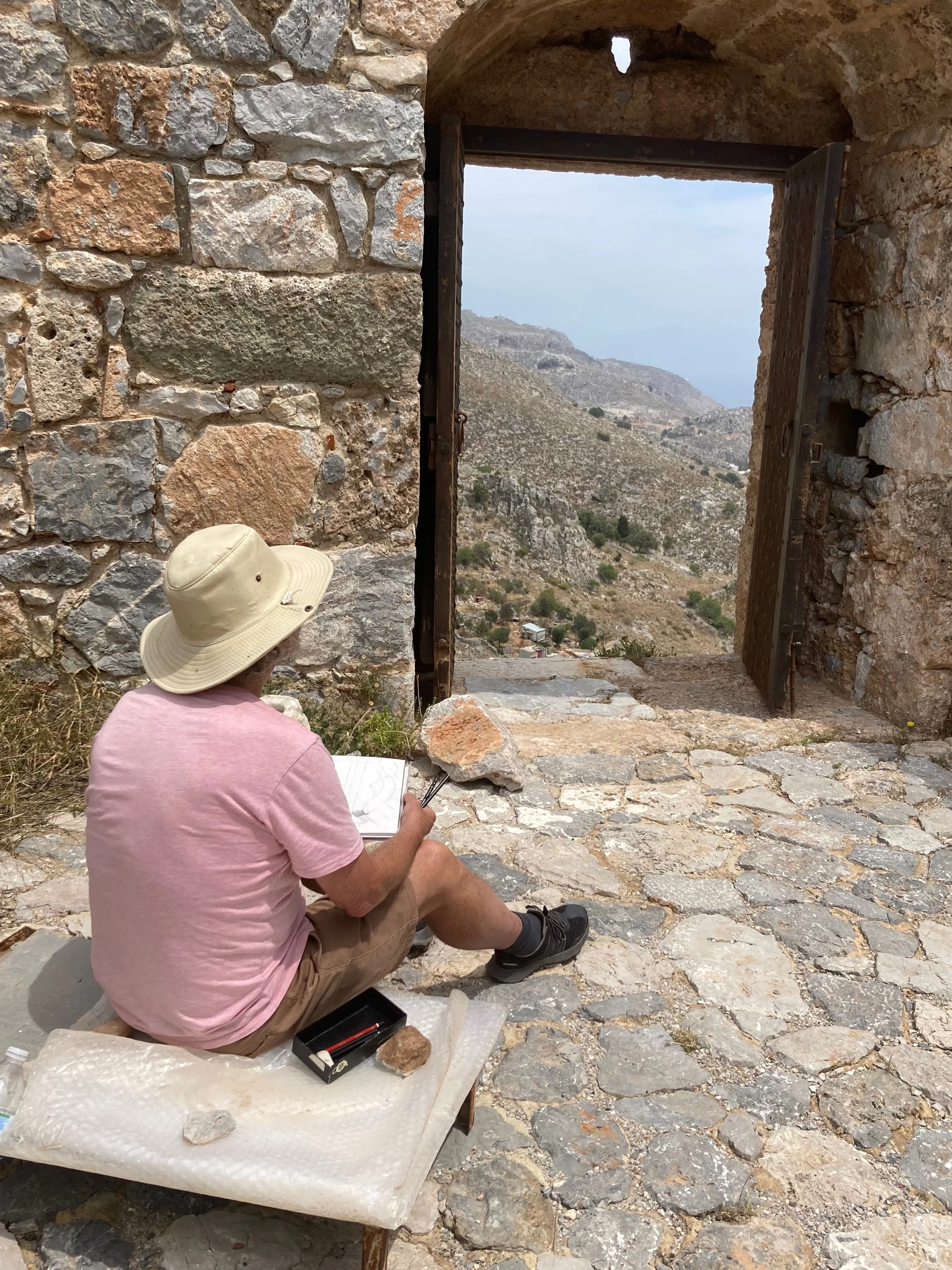 Drawing at Chora, Kalymnos.