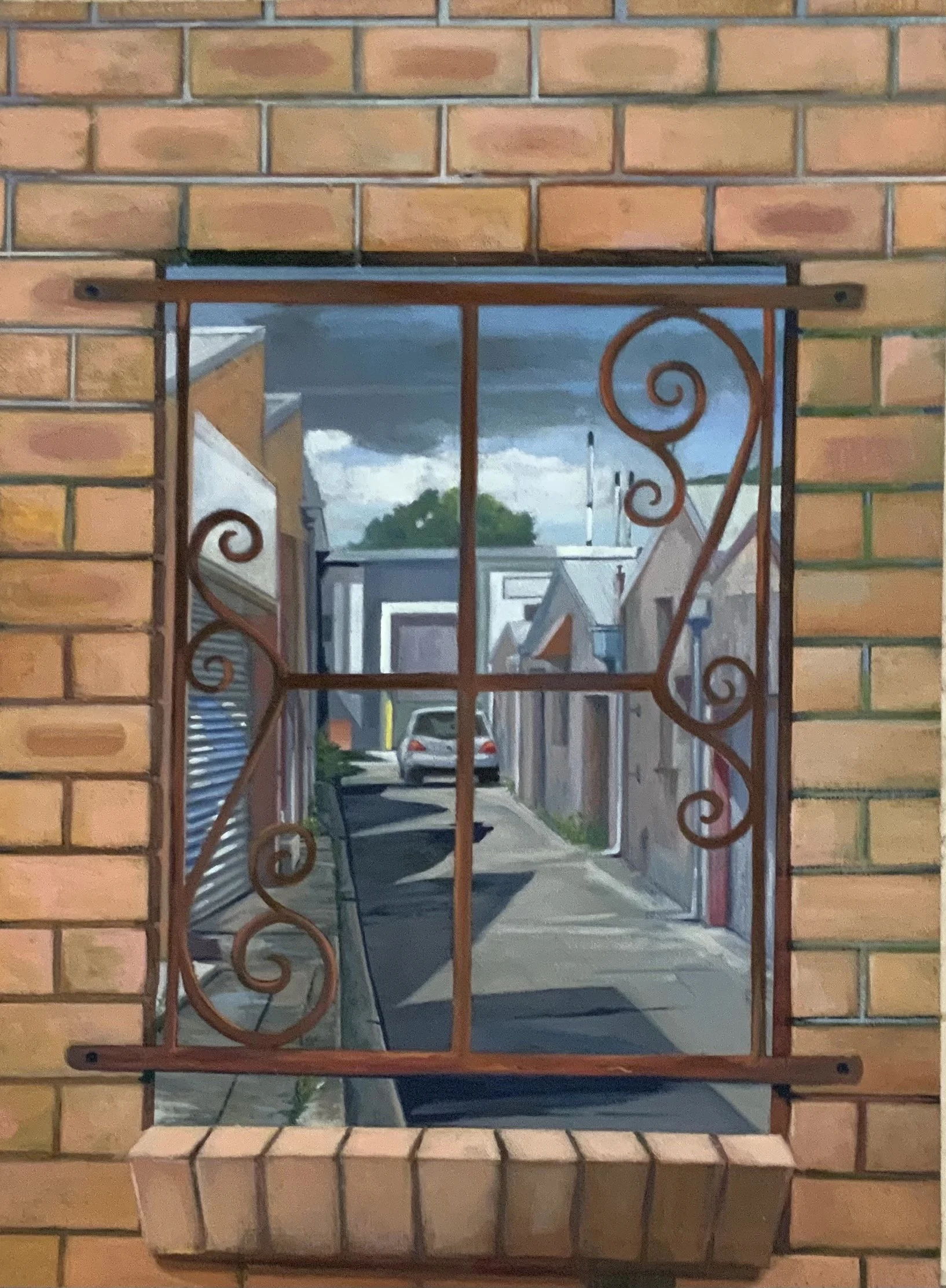 Grille. 42cm x 30cm. Oil on canvas.