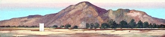 Papunya: From the Football Field to Warumpi Hill, oil on wood, 7 x 30