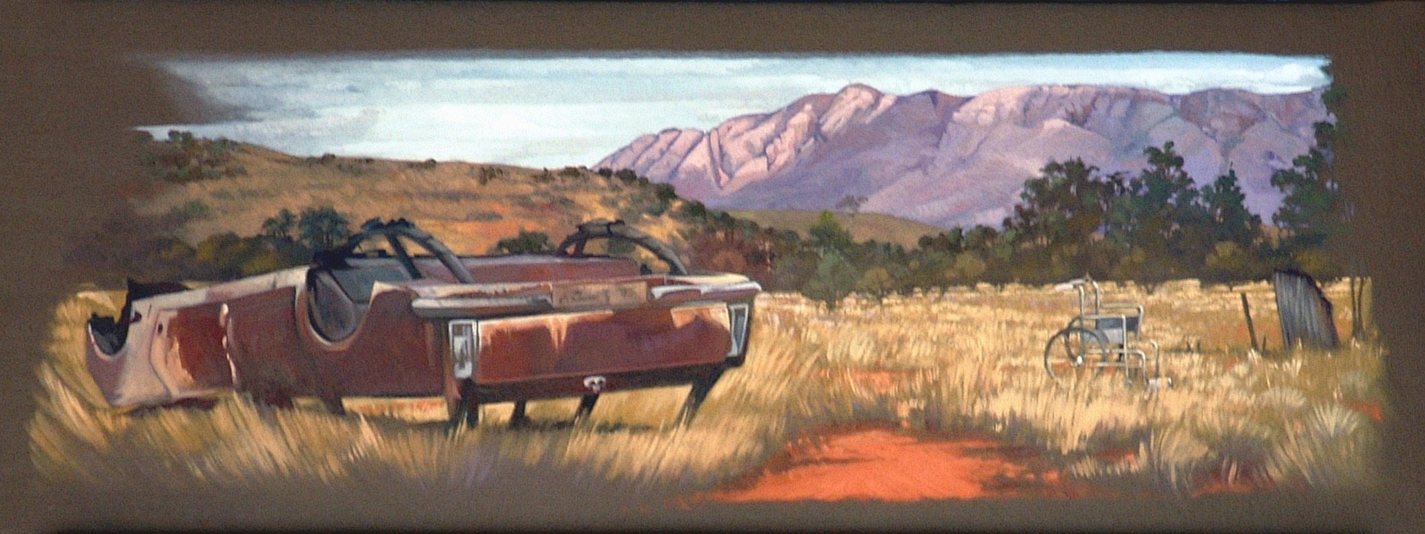 On the Way to Ulumparru, oil on canvas, 26 x 68