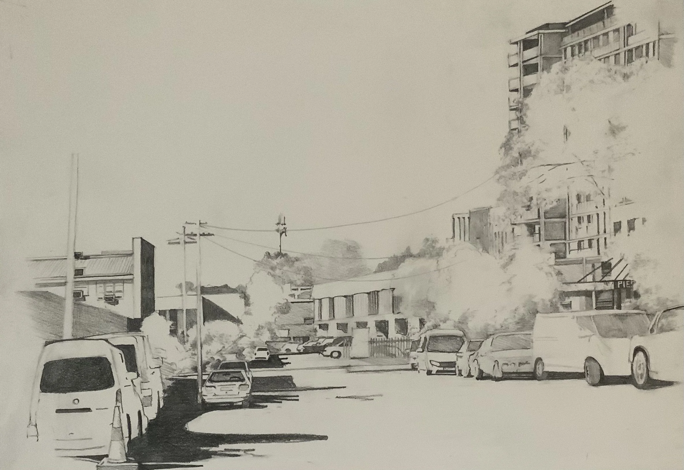 Mitchell Street, Marrickville (Bourke Street Bakery), 2025. 42cm x 59cm. Pencil on paper