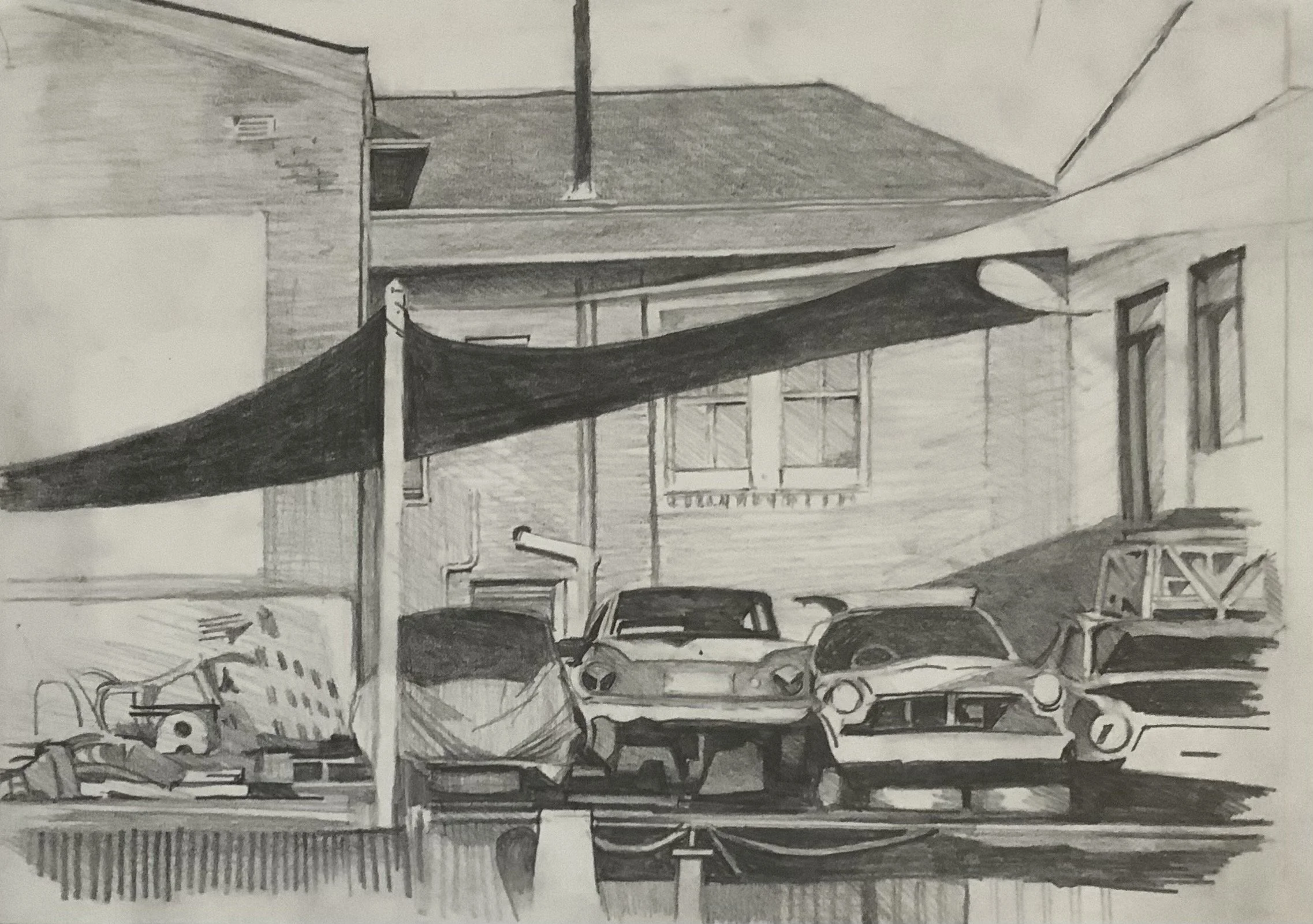 Victoria Road, Marrickville, 1, 2025. 24cm x 35cm. Pencil on paper