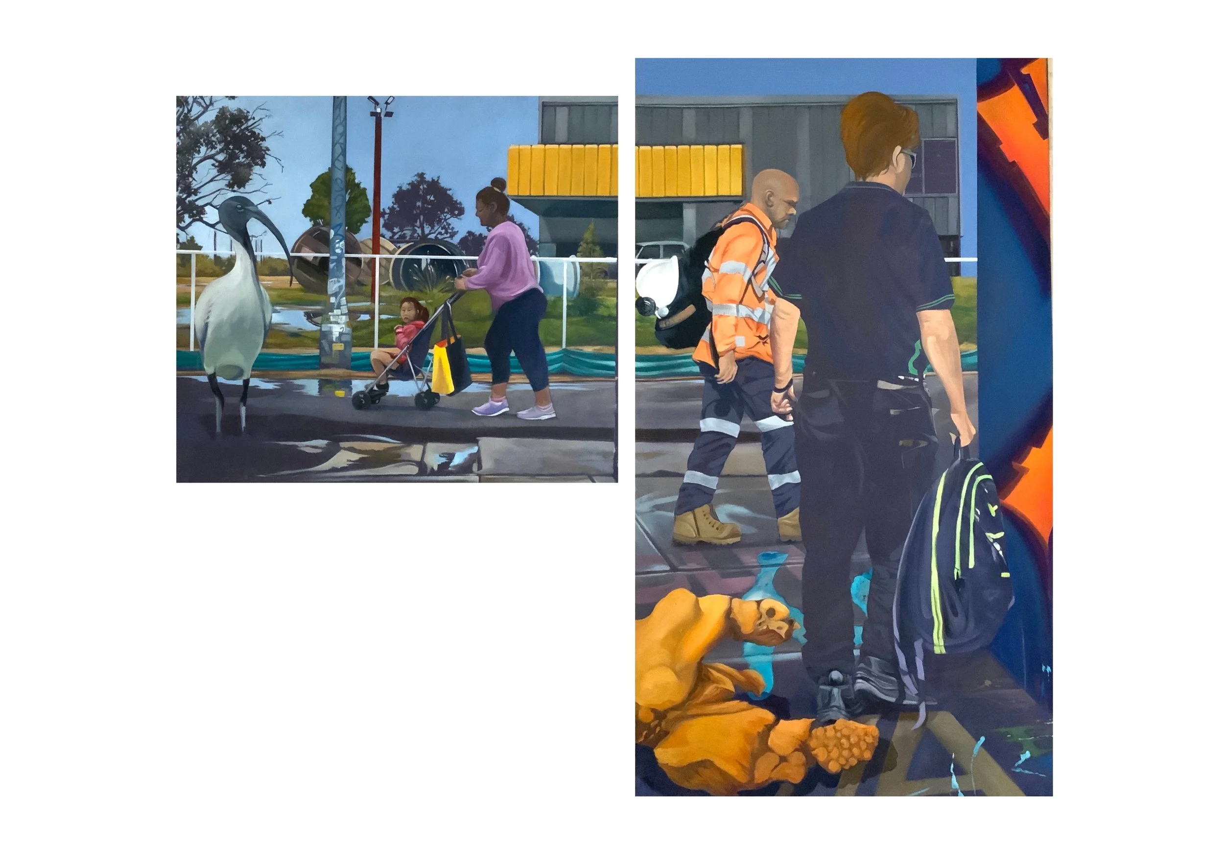 Part of GaDIGAL LAND CONSTRUCTION IN PROGRESS. 40cm x 45cm. 75cm x 43cm. Oil on canvas