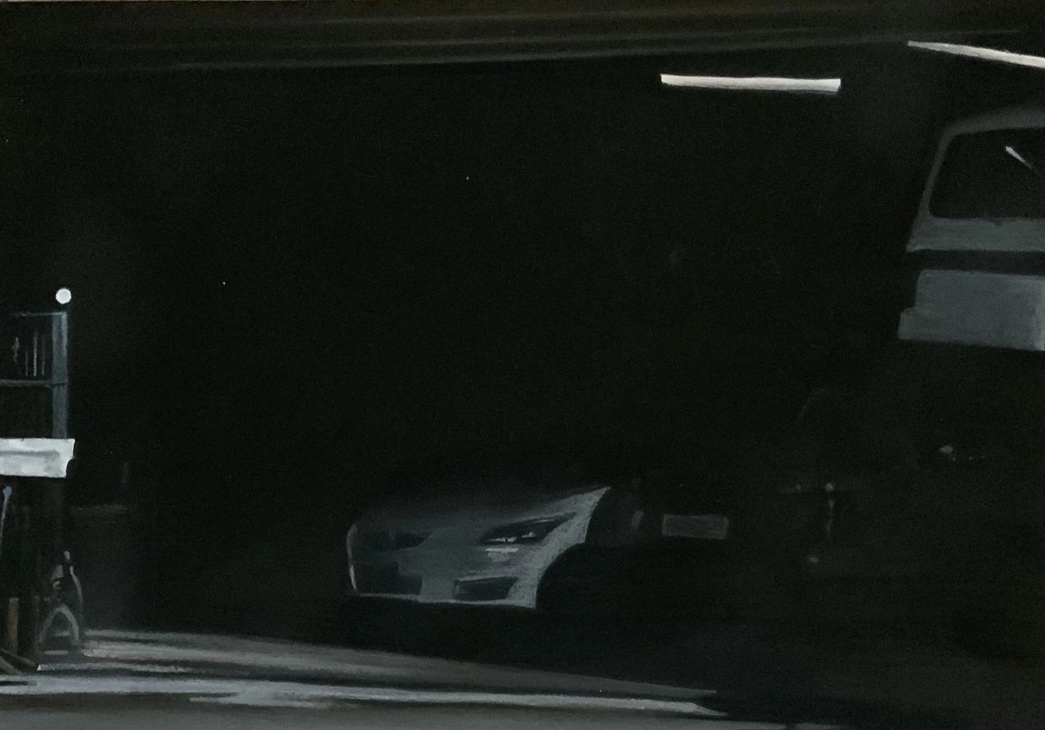 Victoria Road, Marrickville, 3, Smash Repairs Workshop Entrance, 2025. 24cm x 35cm. Conte crayon and charcoal on paper.