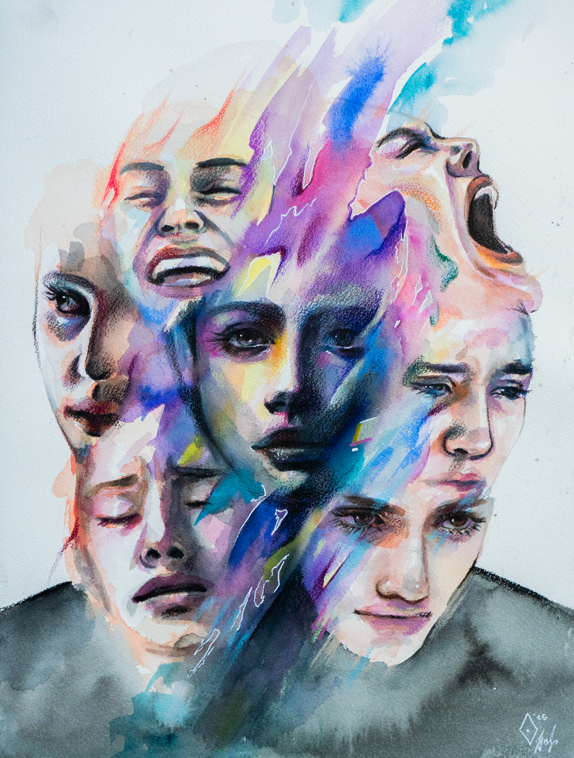 "Fragmented", watercolor on paper.