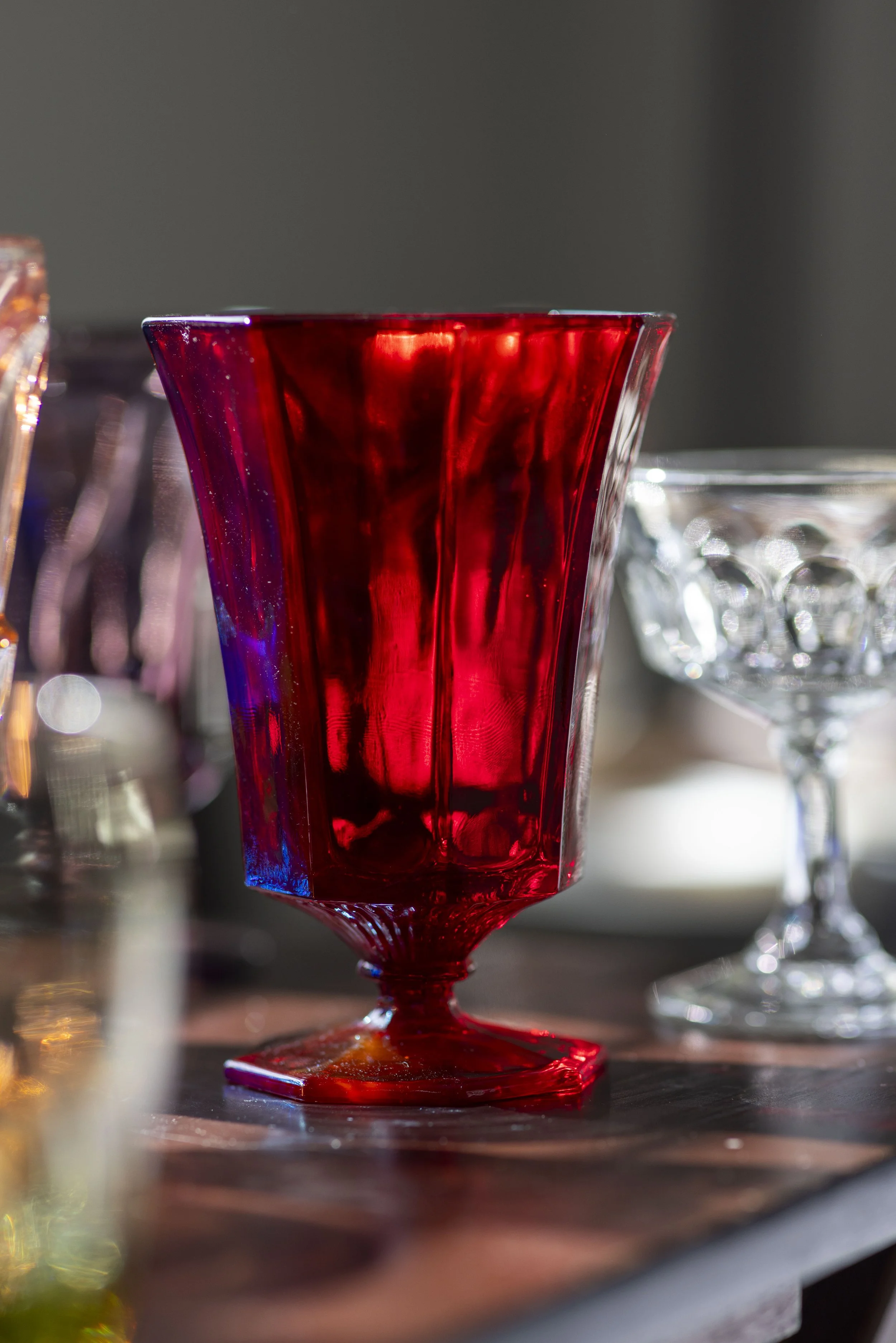 vintage red glassware for rent in Atlanta, Georgia 