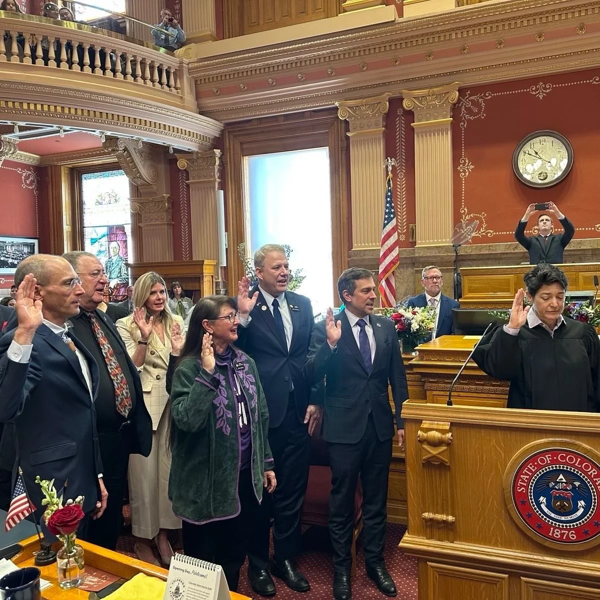 Taking the oath of office for the Colorado Senate