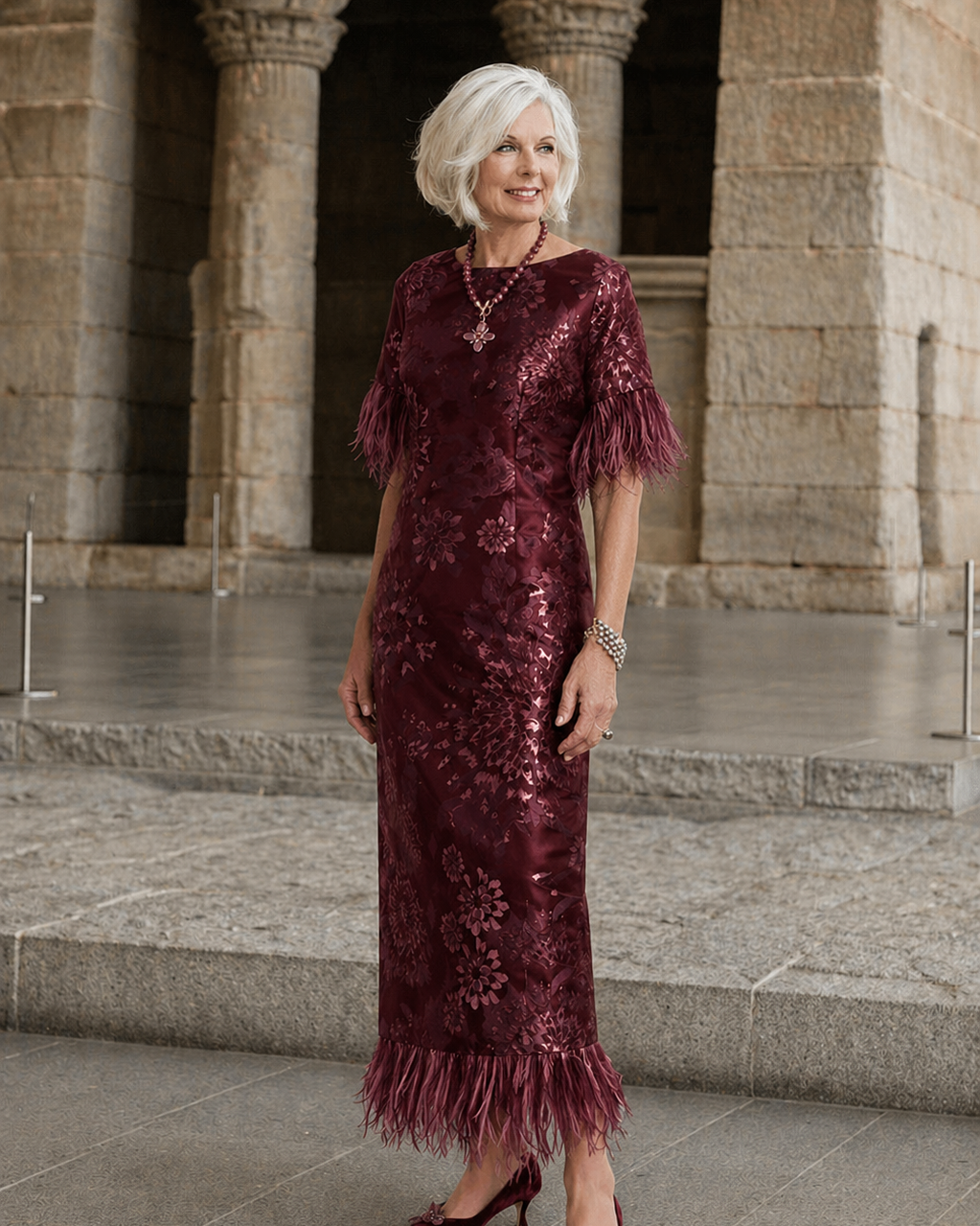 Style MD-5157 Nicki Dress in Burgundy