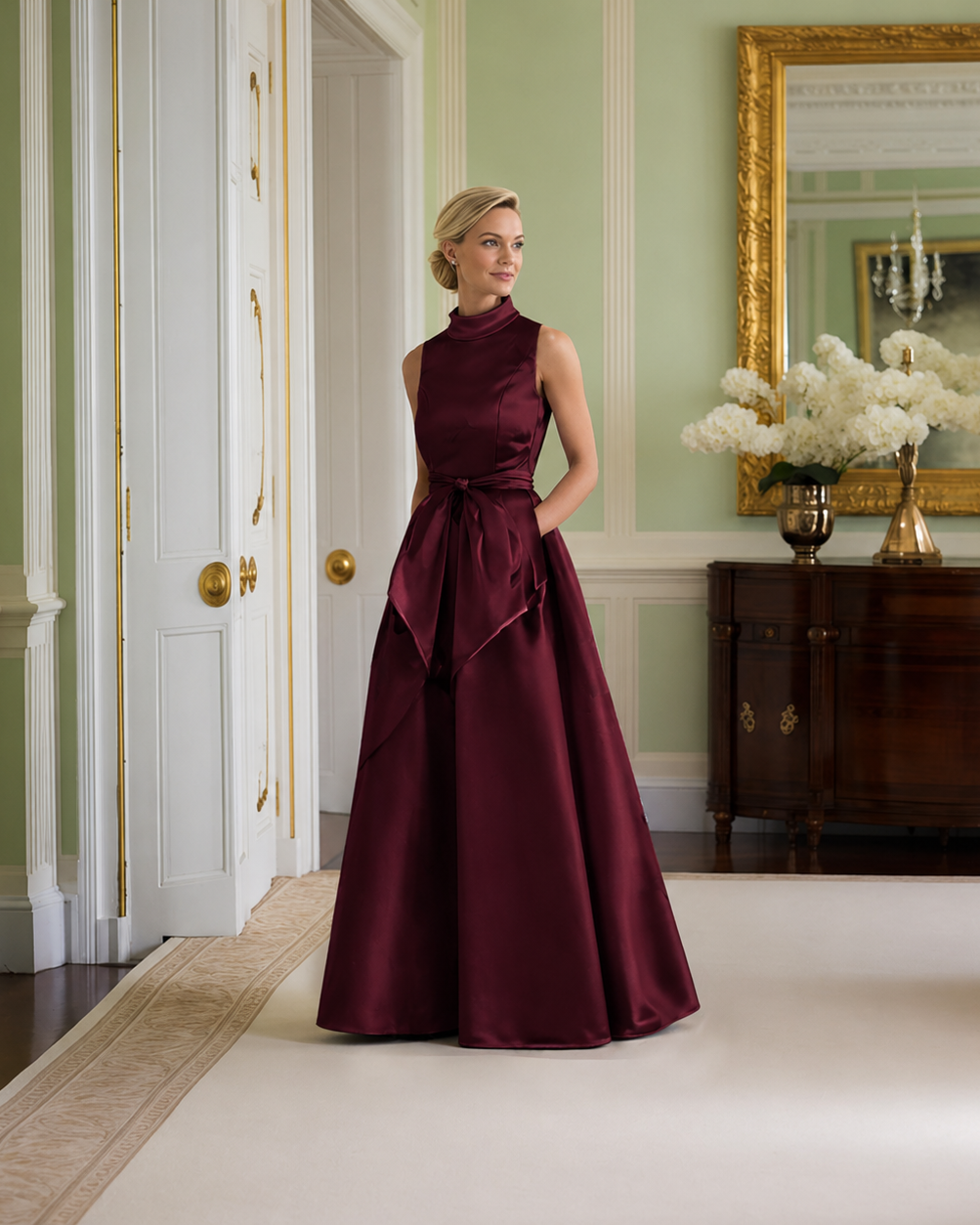 Style AA-112 in Burgundy Silk Wool