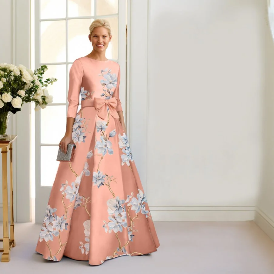 Calabro  Signature Floral A-Line Couture Gown in Coral | Style AA-108   Calabro Collection  Gramercy Atelier